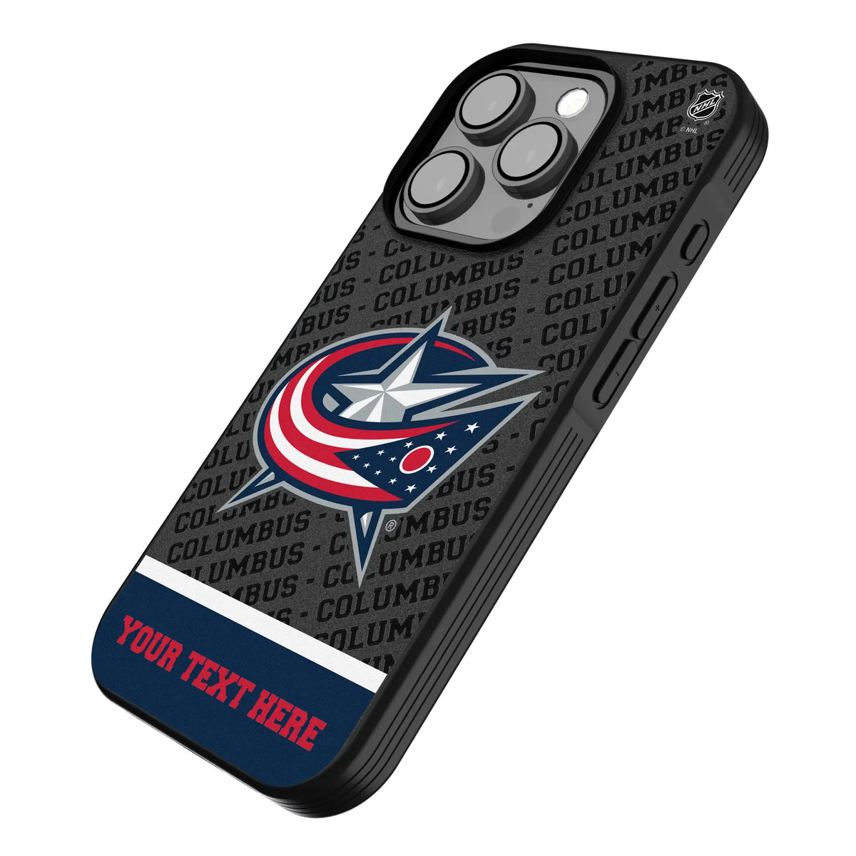 Columbus Blue Jackets Personalized EndZone Plus iPhone Bump Phone Case for Apple iPhone - Isometric View