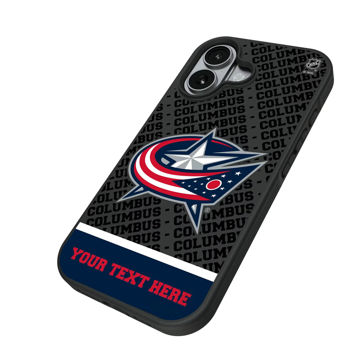 Columbus Blue Jackets Personalized EndZone Plus iPhone Bump Phone Case for Apple iPhone - Isometric View#Device_iPhone 17
