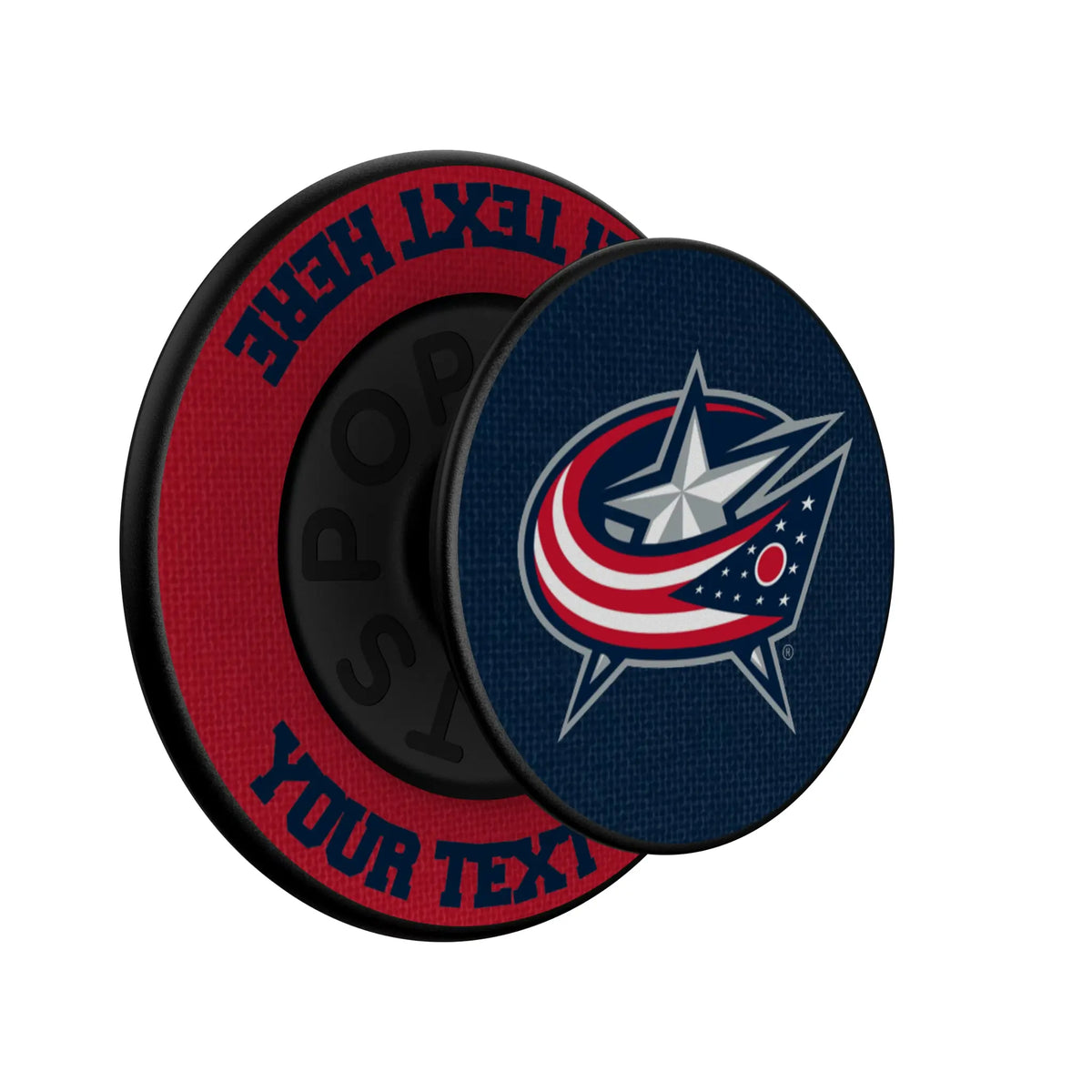 Columbus Blue Jackets Personalized Endzone Solid Popsockets Round Magnetic - Isometric View
