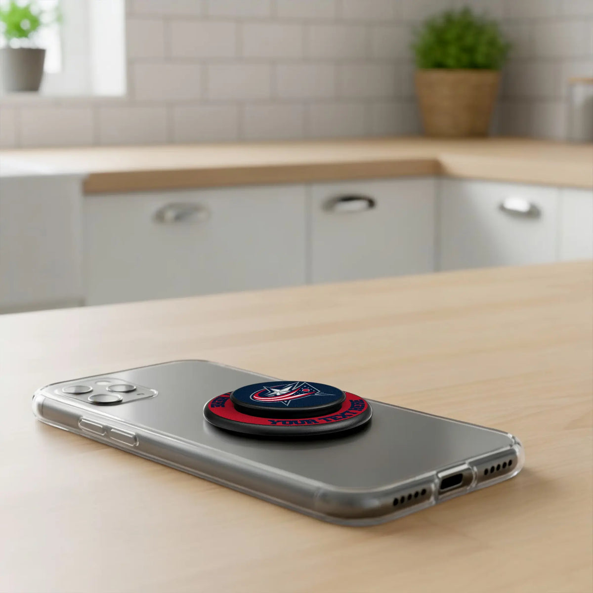 Columbus Blue Jackets Personalized Endzone Solid Popsockets Round Magnetic - Lifestyle