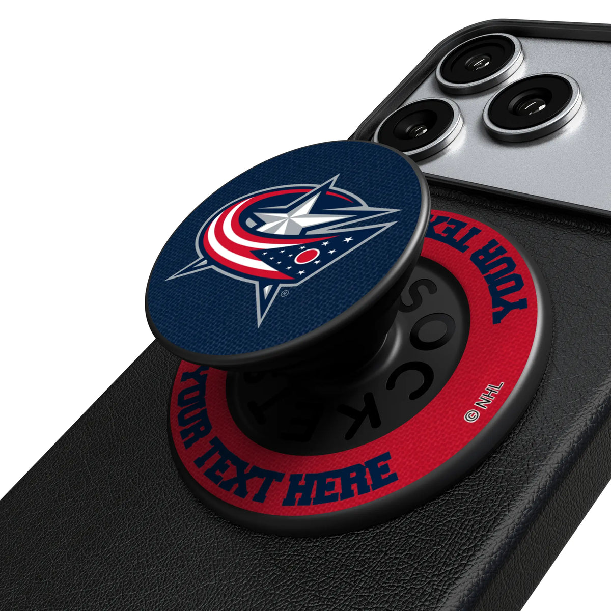 Columbus Blue Jackets Personalized Endzone Solid Popsockets Round Magnetic