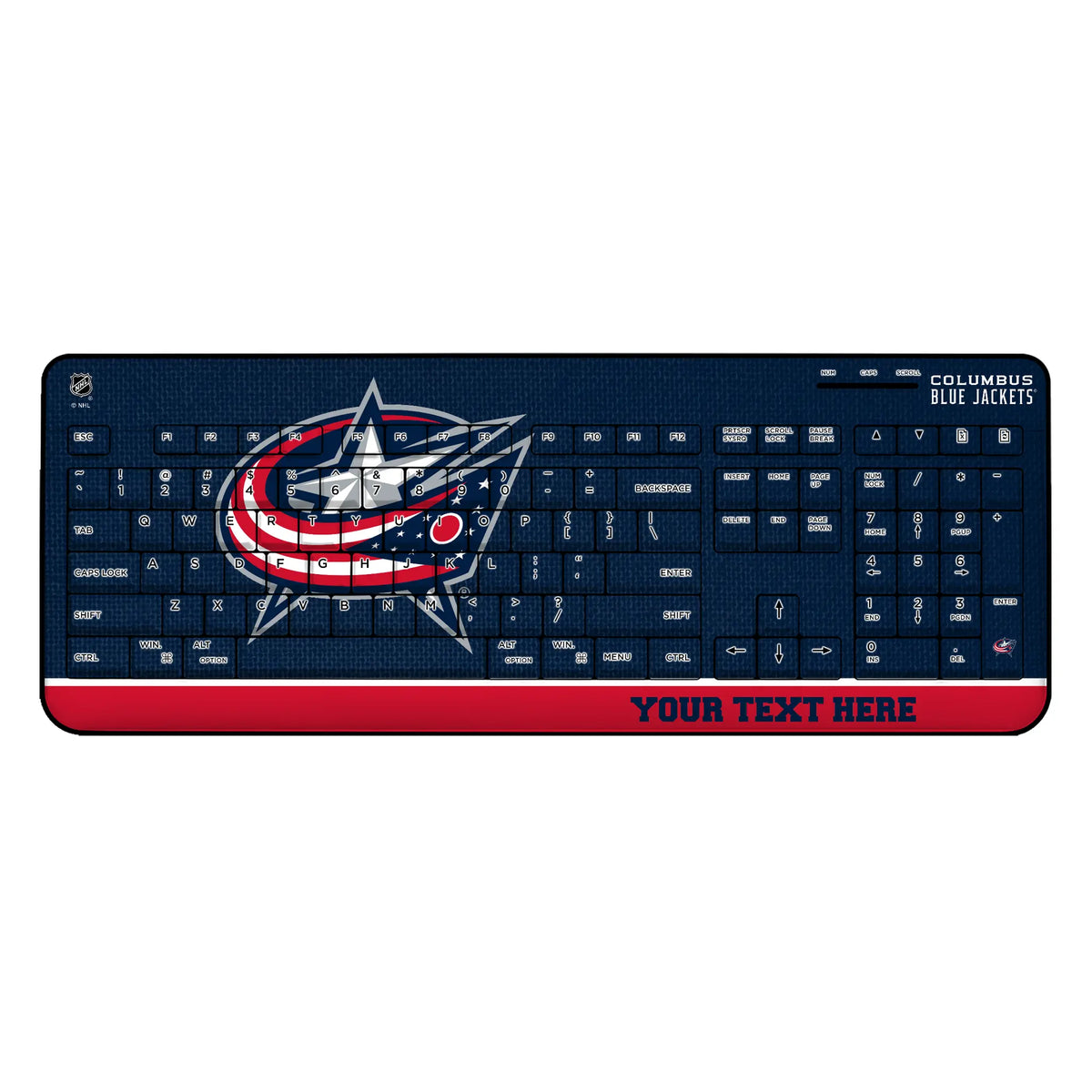 Columbus Blue Jackets Personalized Endzone Solid Wireless USB Keyboard