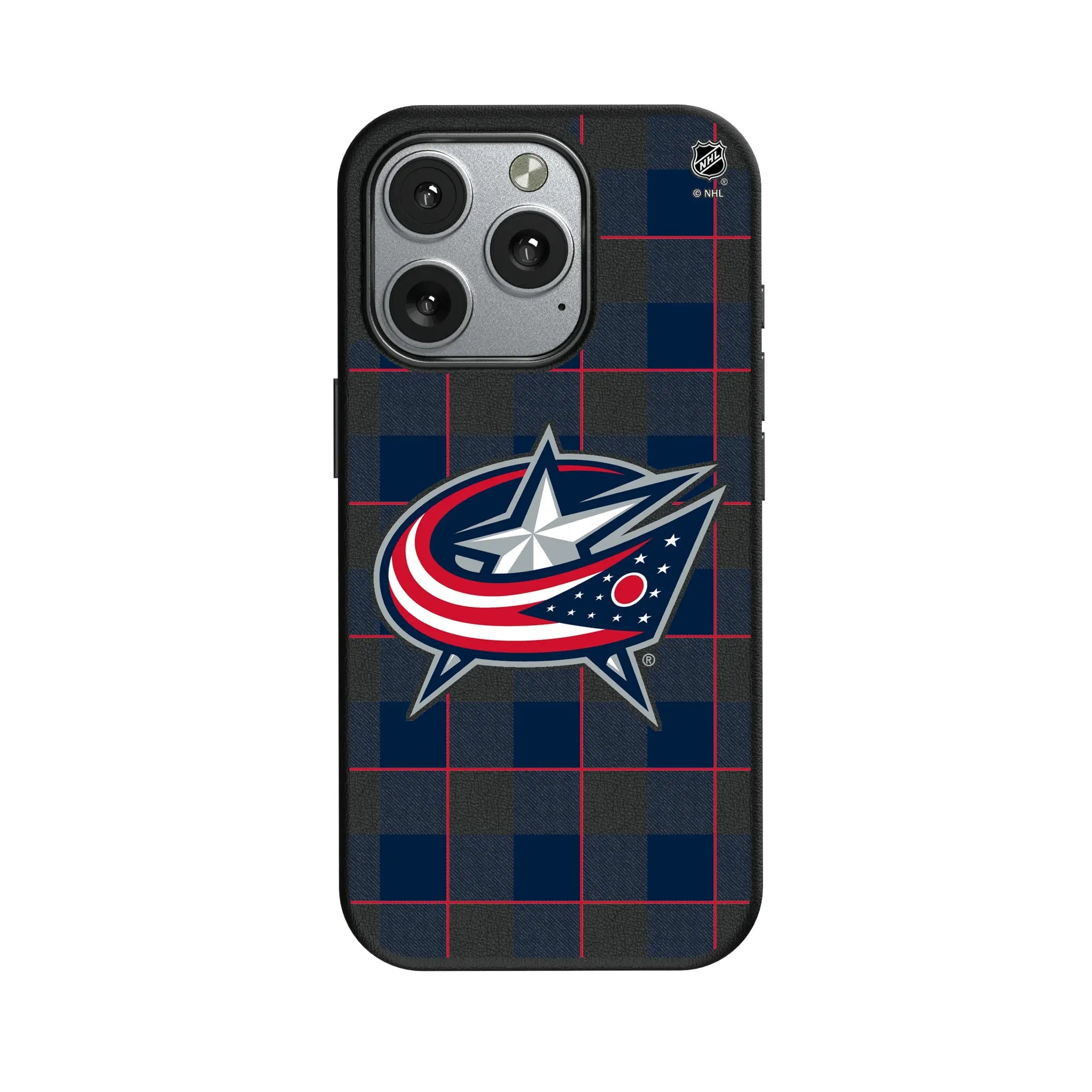 Columbus Blue Jackets Plaid iPhone MagSafe Compatible Phone Case for Apple iPhone