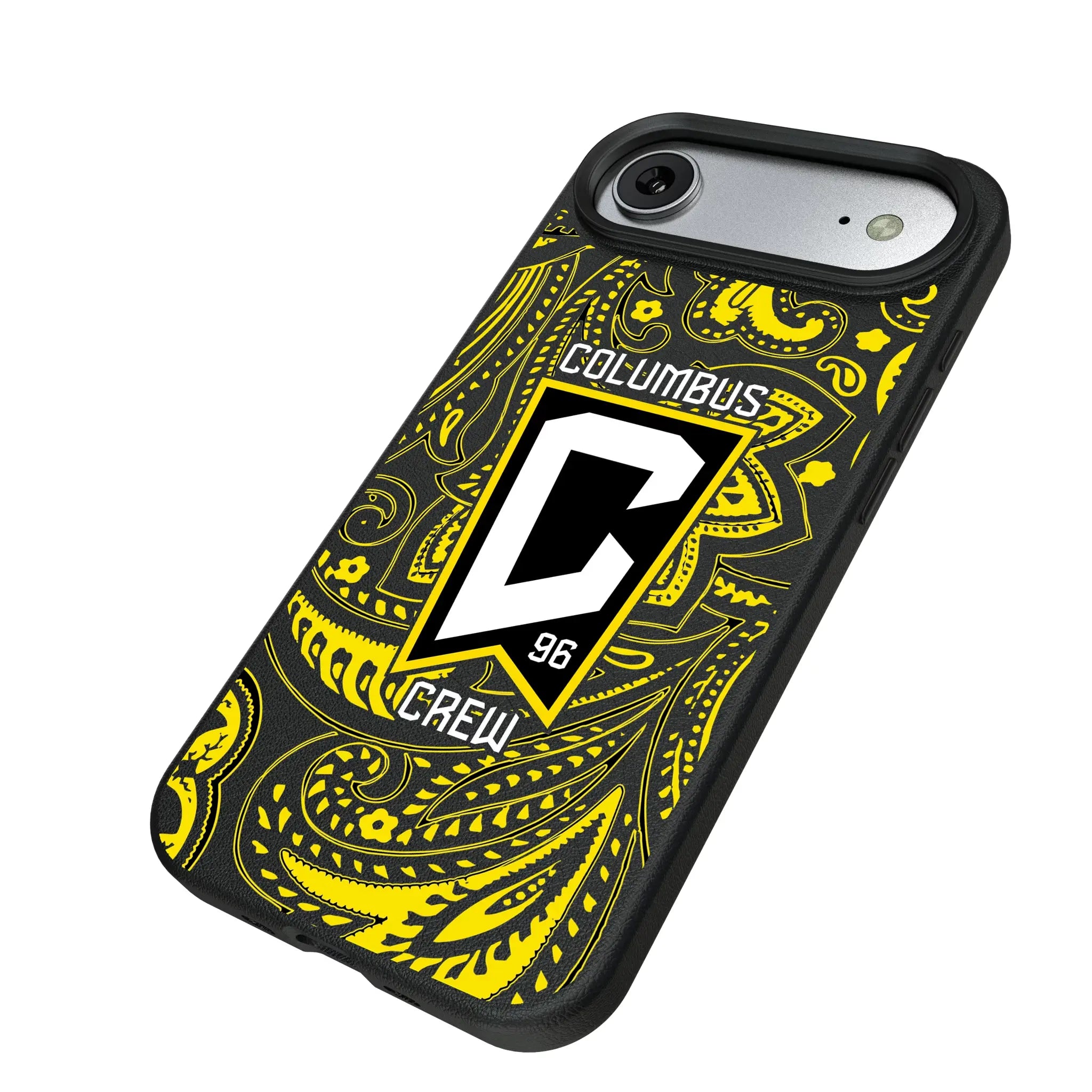 Columbus Crew Paisley iPhone MagSafe Compatible Phone Case for Apple iPhone - Isometric View#Device_iPhone Air
