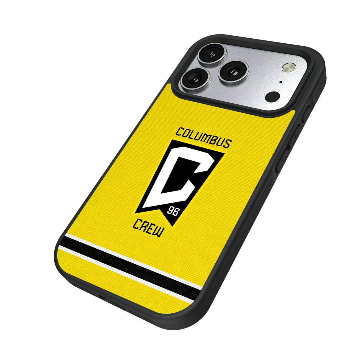 Columbus Crew Stripe iPhone Bump Phone Case for Apple iPhone - Isometric View#Device_iPhone 17 Pro