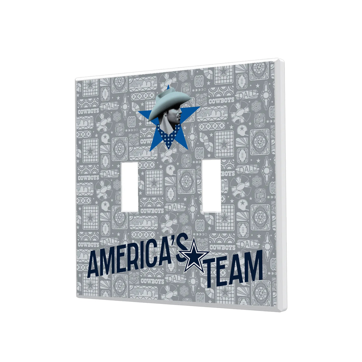 Dallas Cowboys Deco Hidden-Screw Light Switch Plate#Style_Double Toggle