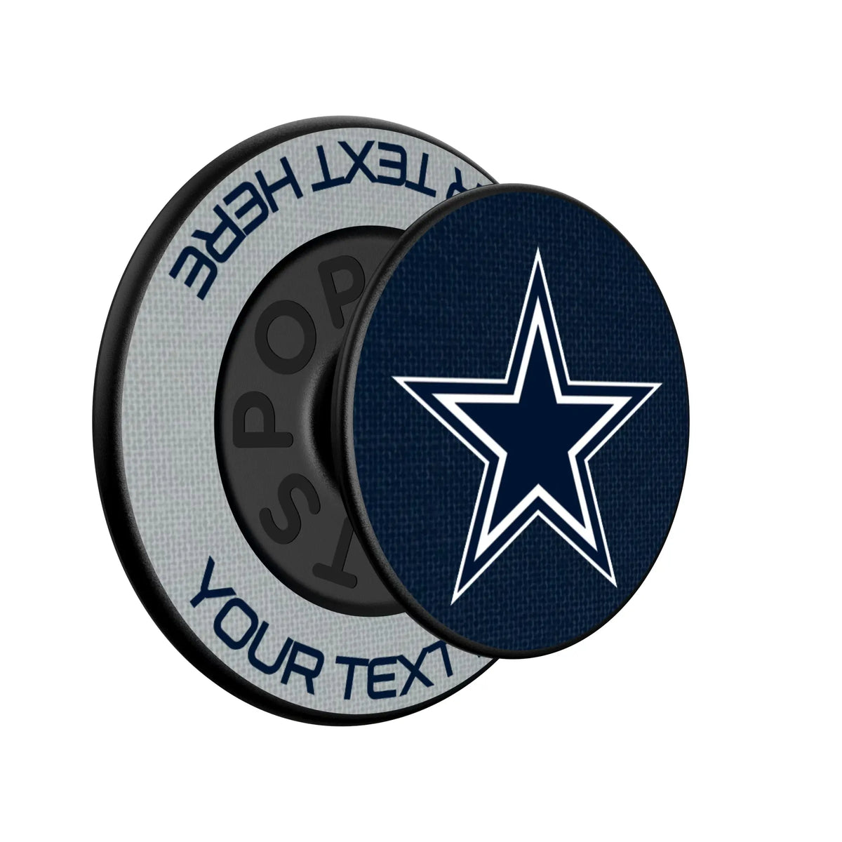 Dallas Cowboys Personalized Endzone Solid Popsockets Round Magnetic - Isometric View