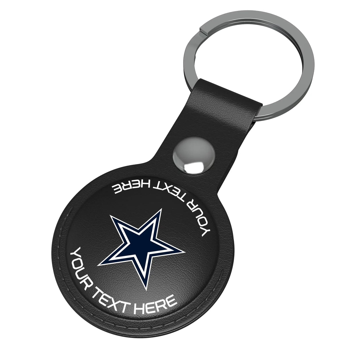 Dallas Cowboys Personalized Insignia AirTag Black Airtag Holder - Isometric View