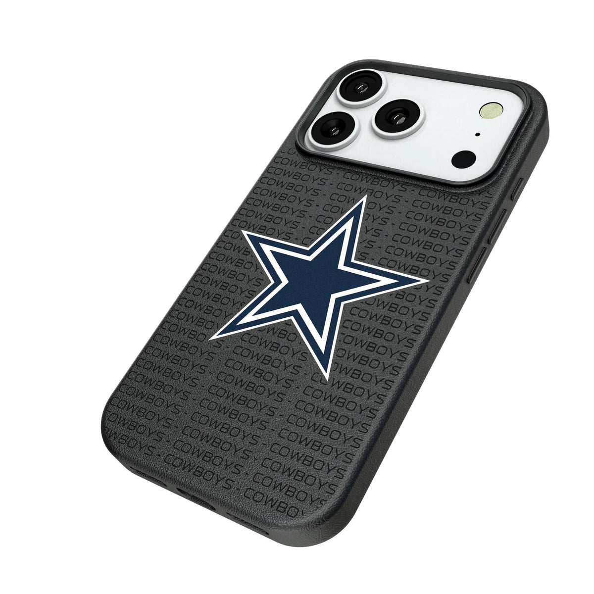 Dallas Cowboys Text Backdrop iPhone MagSafe Compatible Phone Case for Apple iPhone - Isometric View#Device_iPhone 18 Pro