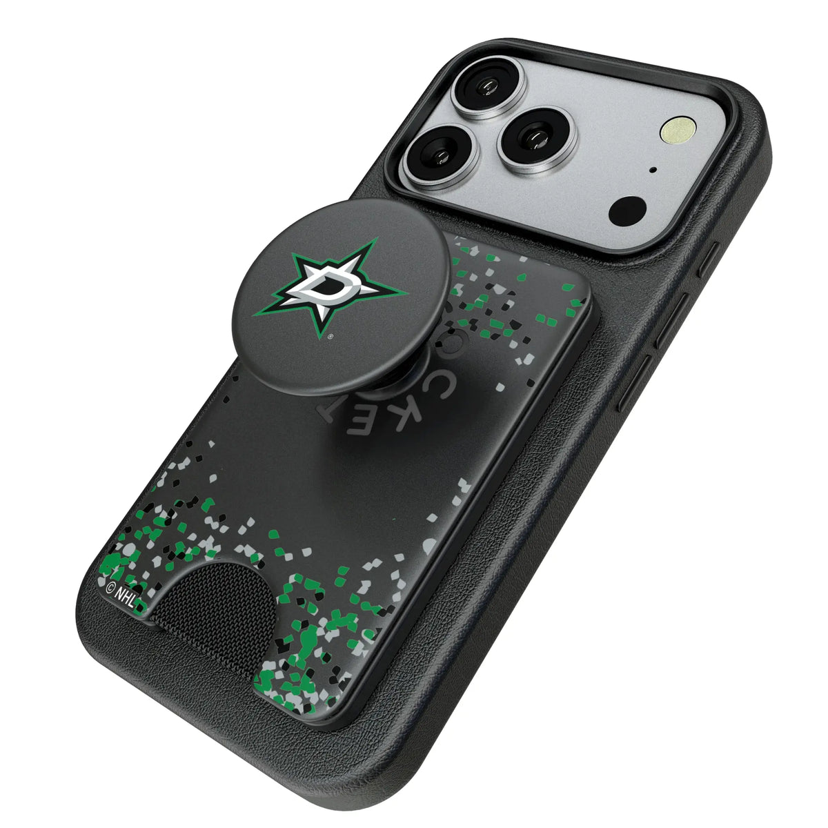 Dallas Stars Confetti Popsockets Wallet Magnetic - Isometric View