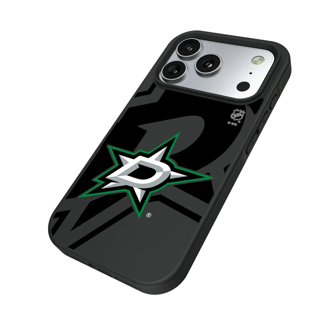 Dallas Stars Monocolor Tilt iPhone Bump Phone Case for Apple iPhone - Isometric View#Device_iPhone 17 Pro