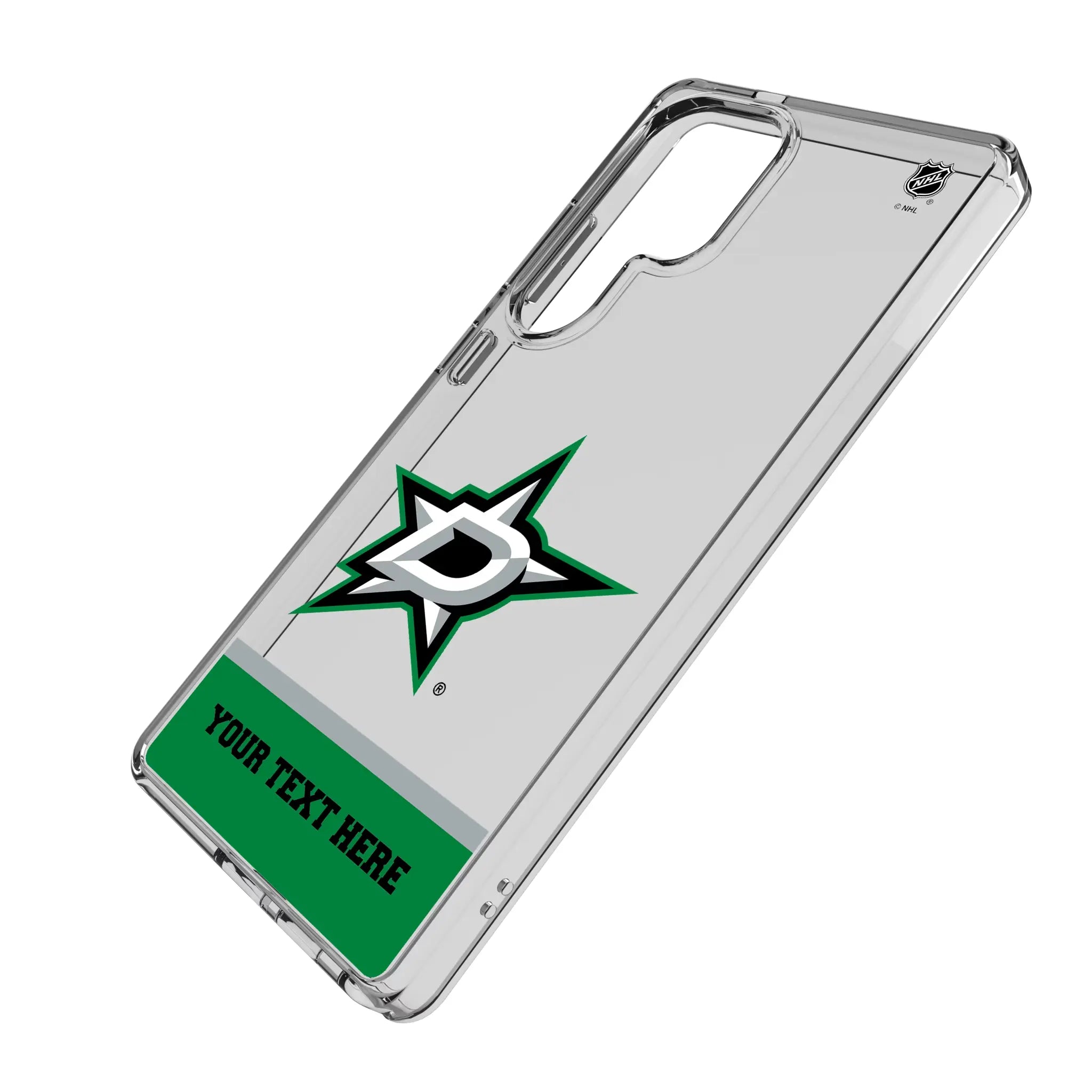 Dallas Stars Personalized EndZone Plus Galaxy Clear Phone Case for Samsung Galaxy - Isometric View#Device_Galaxy S25 Ultra