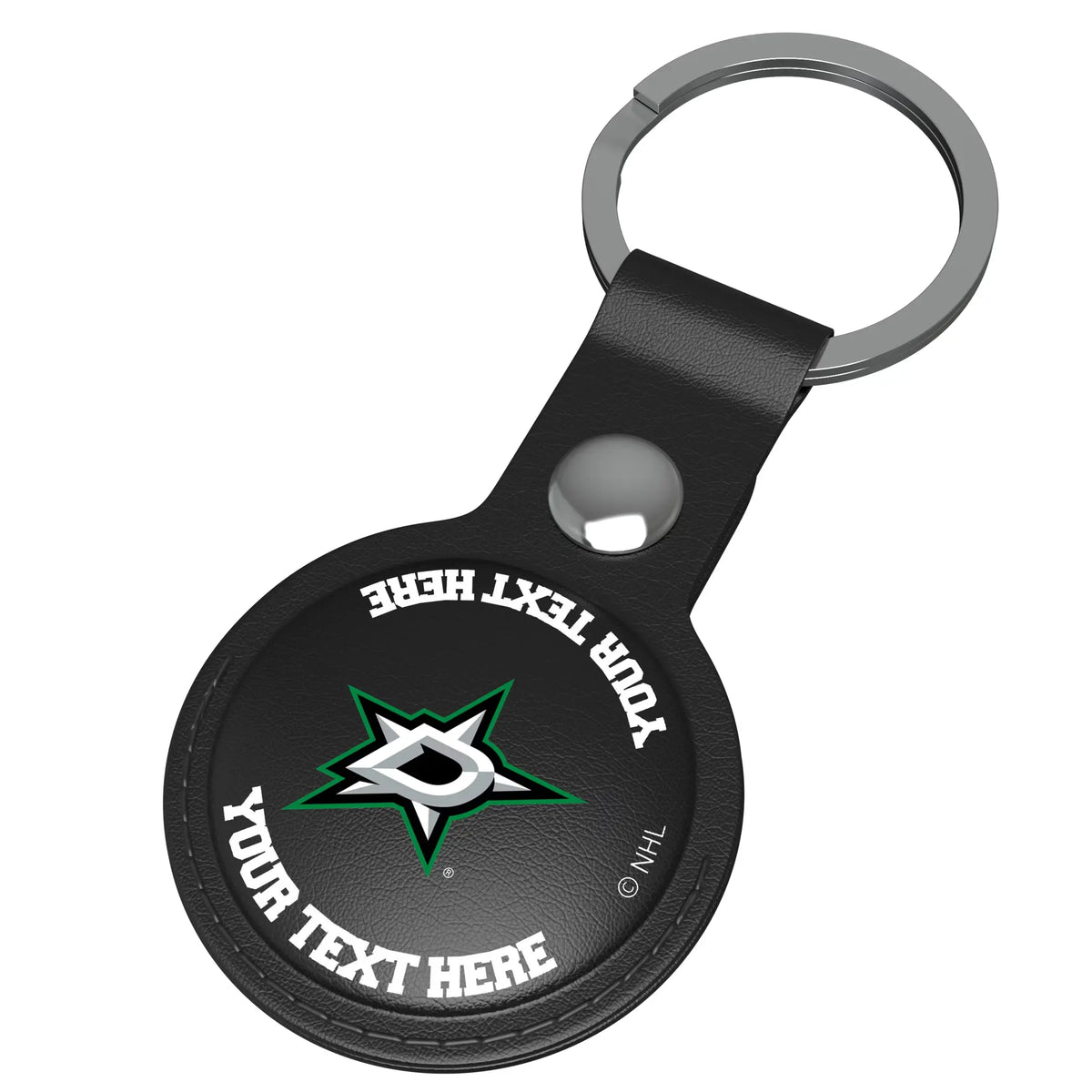 Dallas Stars Personalized Insignia AirTag Black Airtag Holder - Isometric View