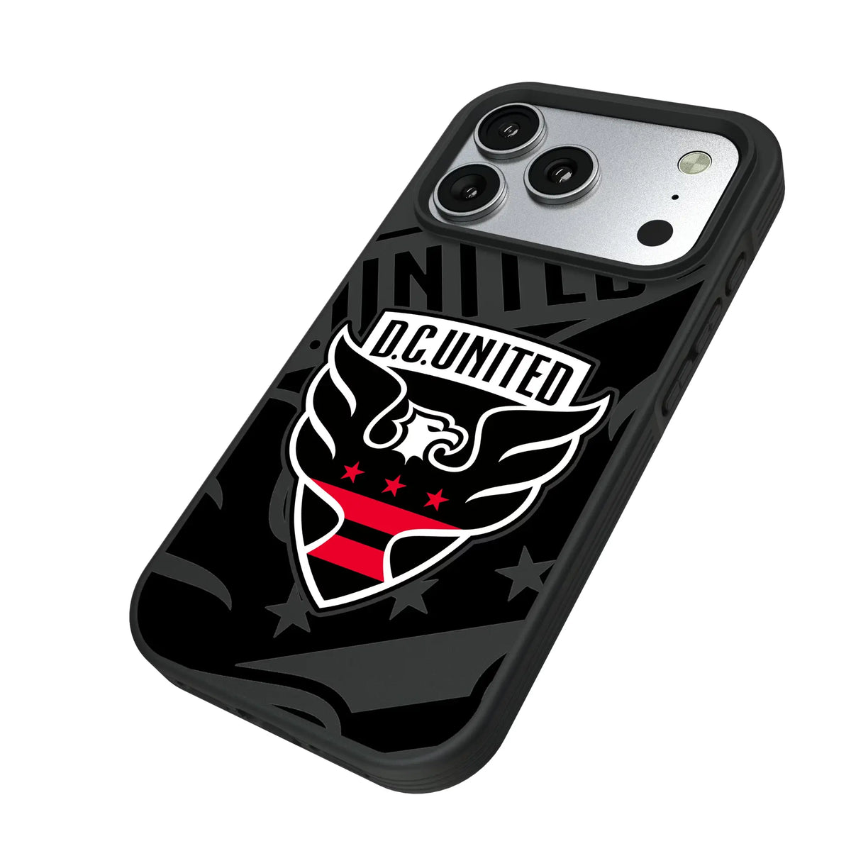 DC United Monocolor Tilt iPhone Bump Phone Case for Apple iPhone - Isometric View#Device_iPhone 17 Pro