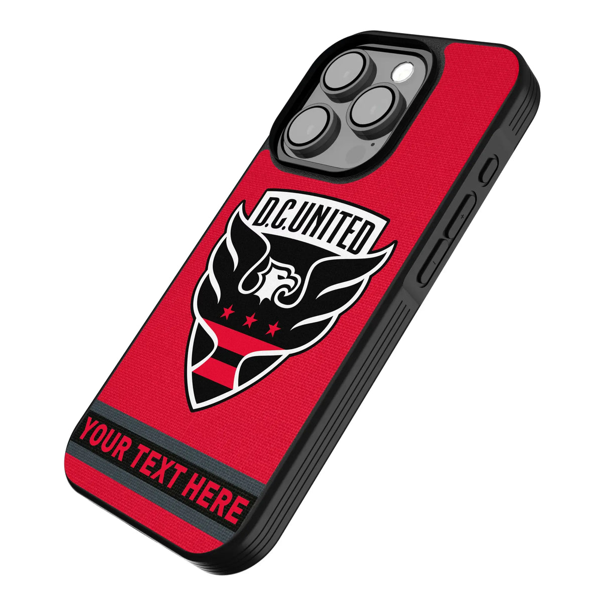 DC United Personalized Stripe iPhone Bump Phone Case for Apple iPhone - Isometric View
