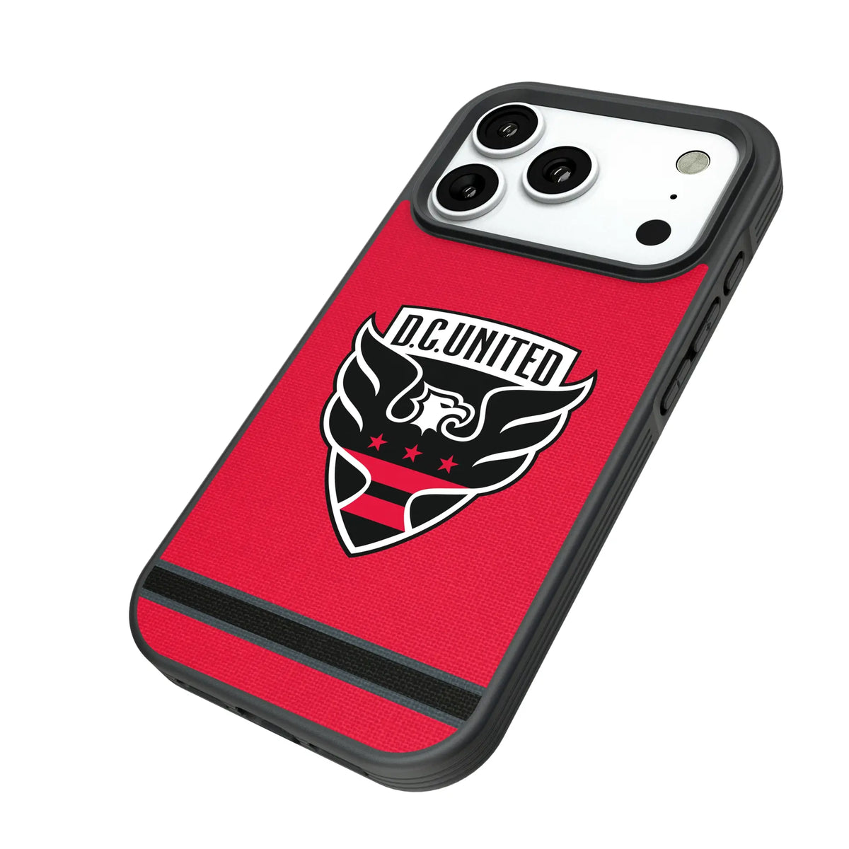 DC United Stripe iPhone Bump Phone Case for Apple iPhone - Isometric View#Device_iPhone 18 Pro
