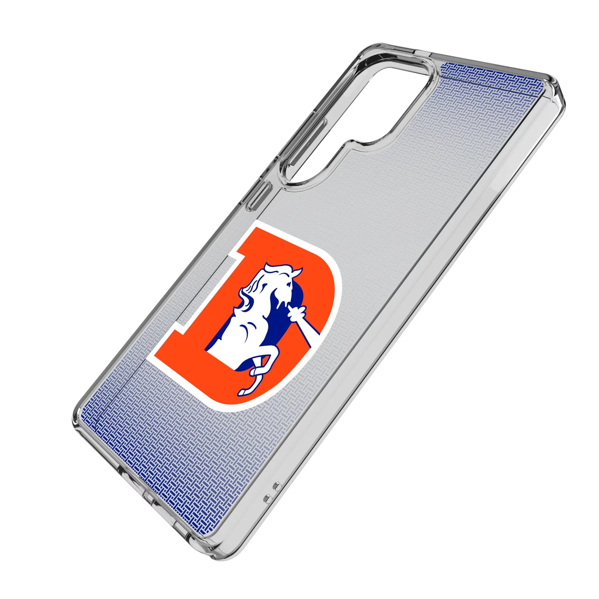 Denver Broncos 1993-1996 Historic Collection Linen Galaxy Clear Phone Case for Samsung Galaxy - Isometric View#Device_Galaxy S25 Ultra
