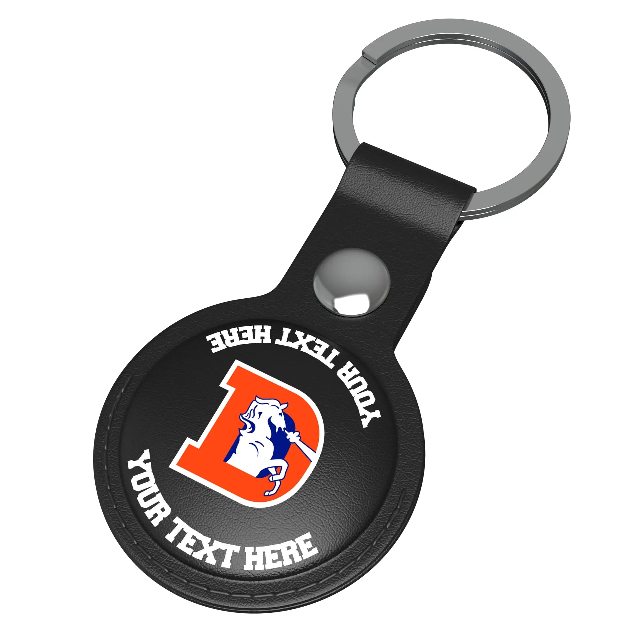 Denver Broncos 1993-1996 Historic Collection Personalized Insignia AirTag Black Airtag Holder - Isometric View