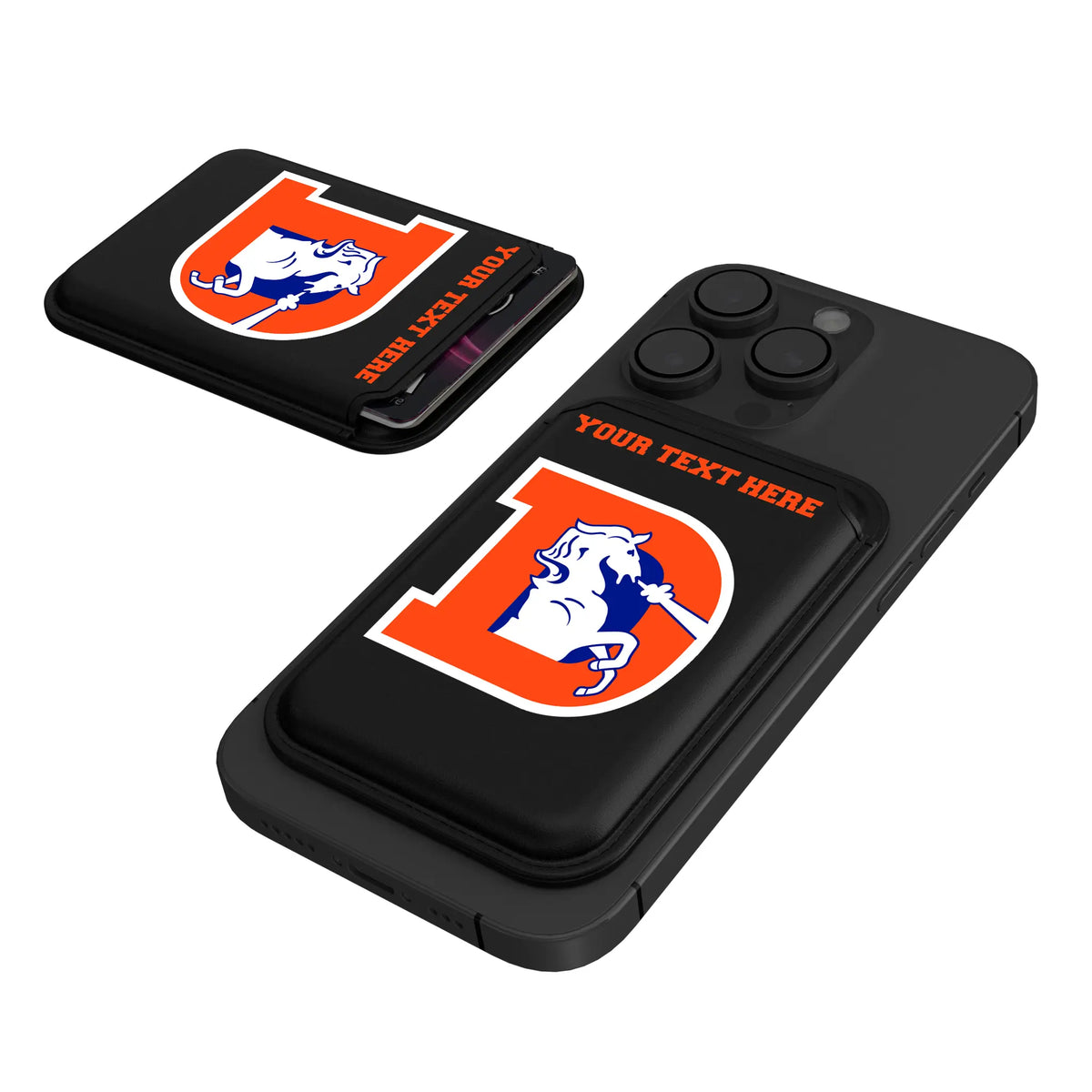 Denver Broncos 1993-1996 Historic Collection Personalized Insignia Black Magnetic Credit Card Wallet