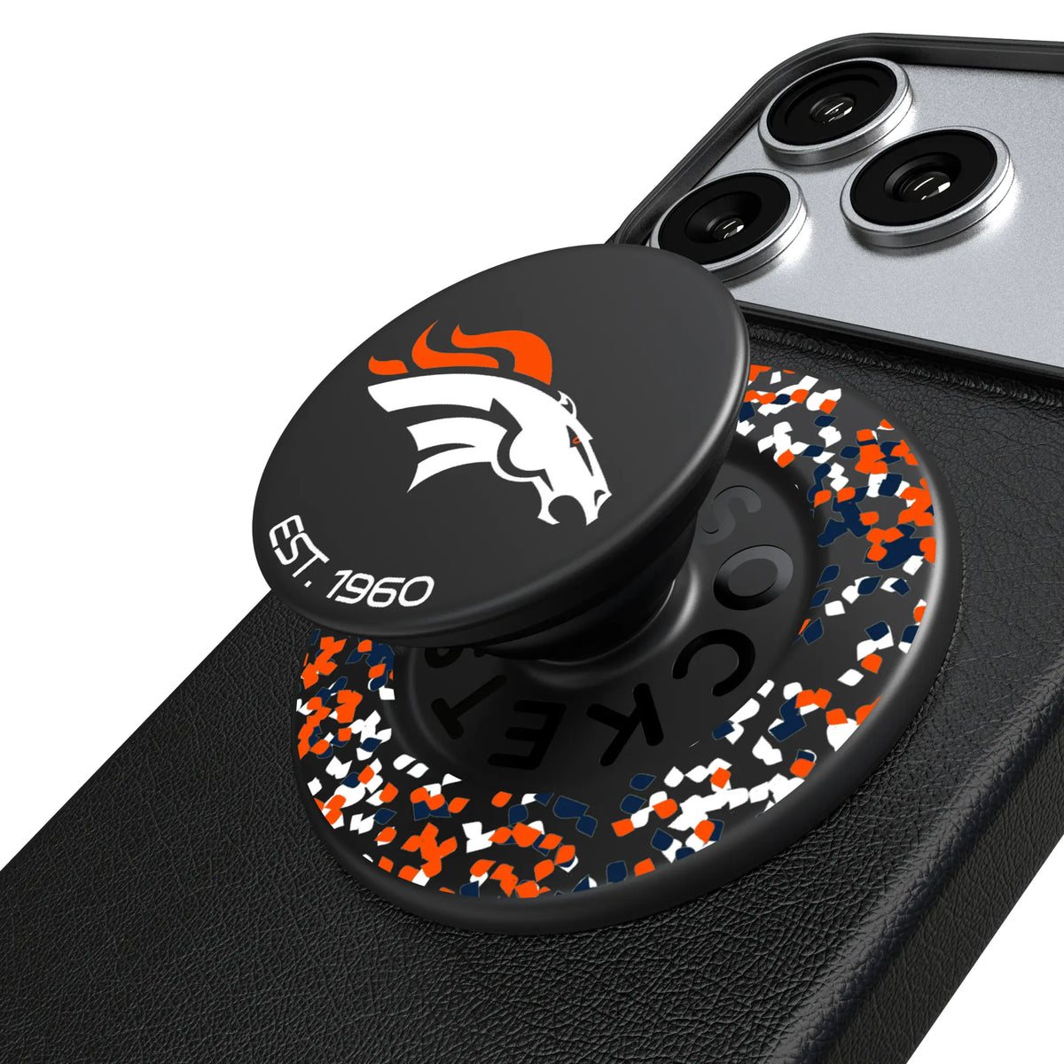 Denver Broncos Confetti Popsockets Round Magnetic