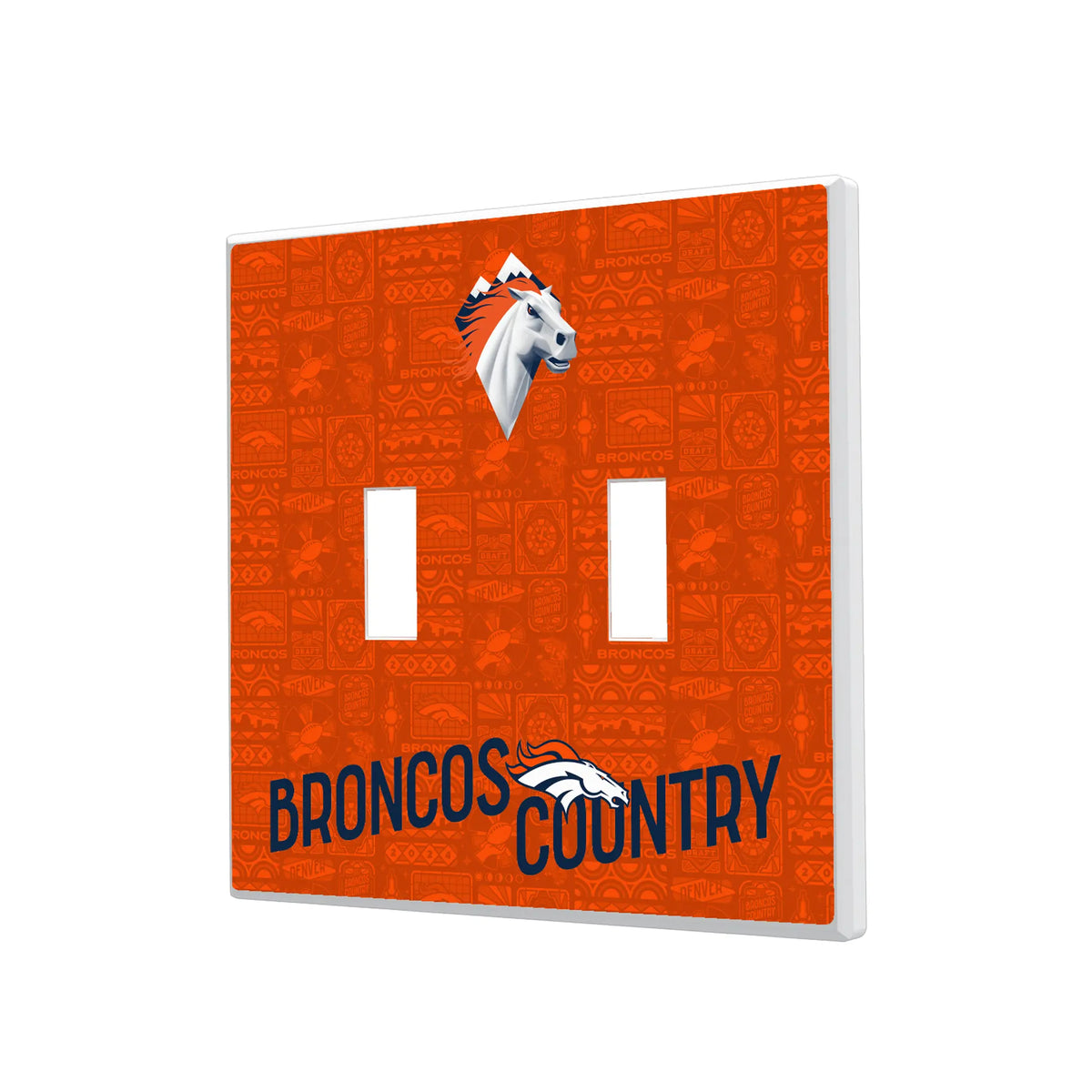 Denver Broncos Deco Hidden-Screw Light Switch Plate#Style_Double Toggle