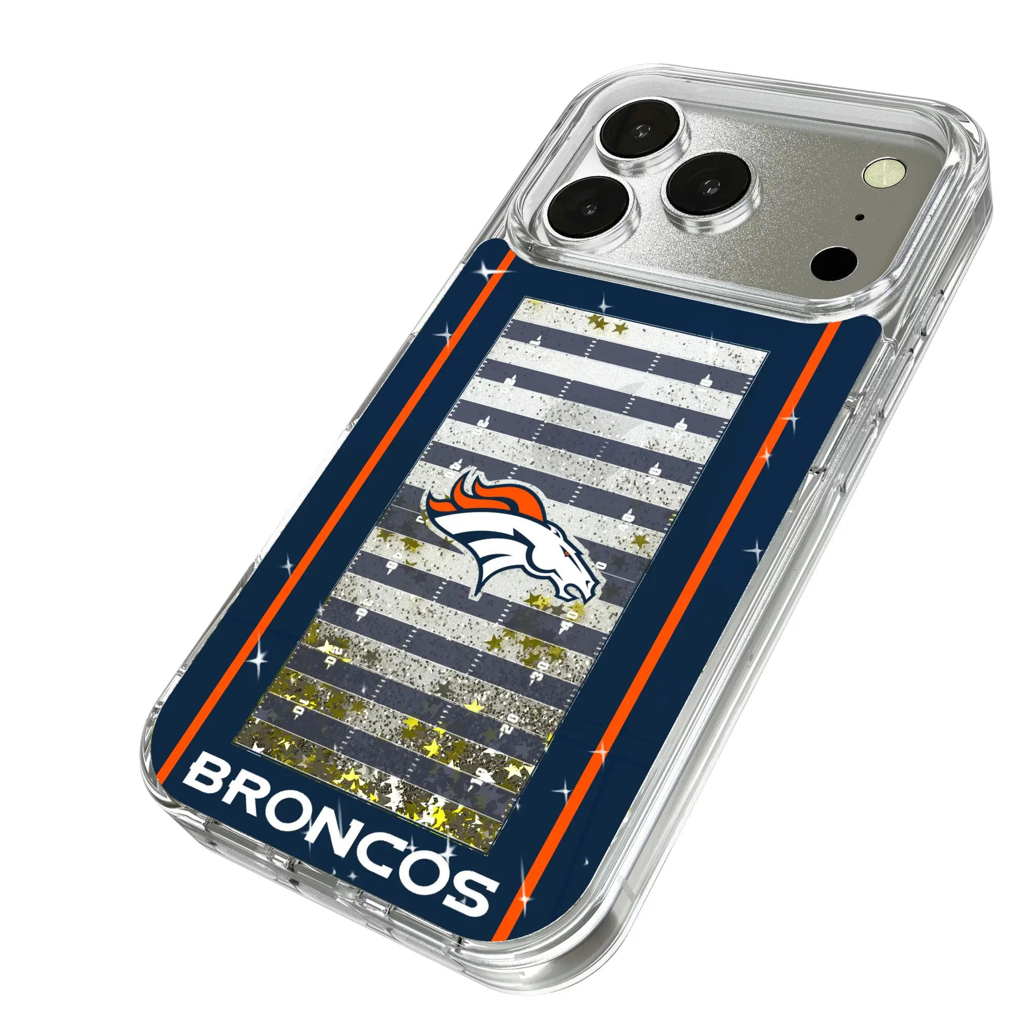 Denver Broncos Field iPhone Glitter Phone Case for Apple iPhone - Isometric View