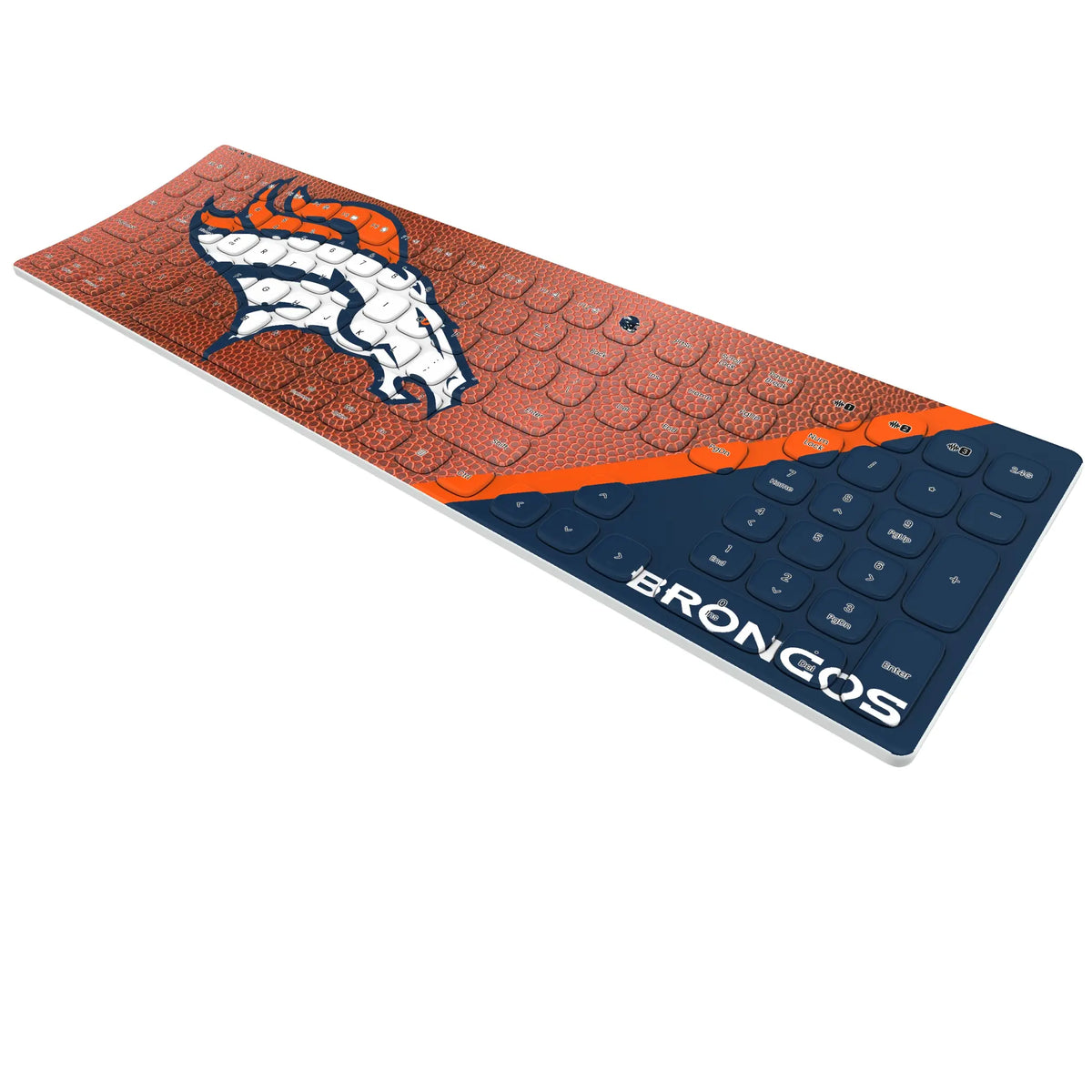 Denver Broncos Football KKB605 Curved Wireless Keyboard - Isometric View