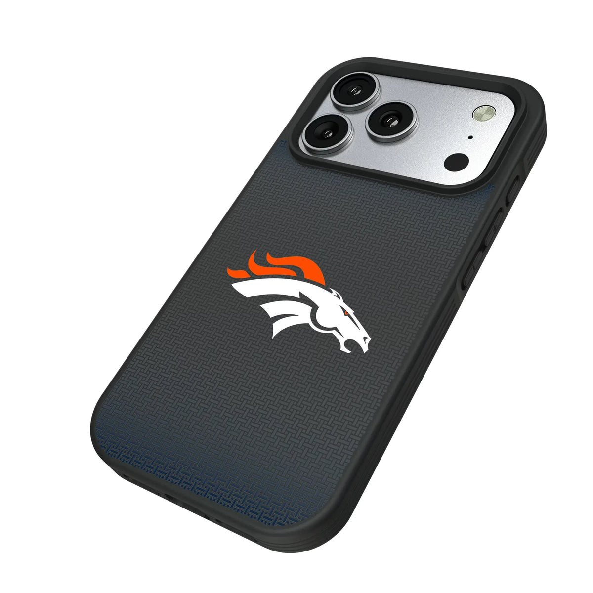 Denver Broncos Linen iPhone Bump Phone Case for Apple iPhone - Isometric View#Device_iPhone 17 Pro