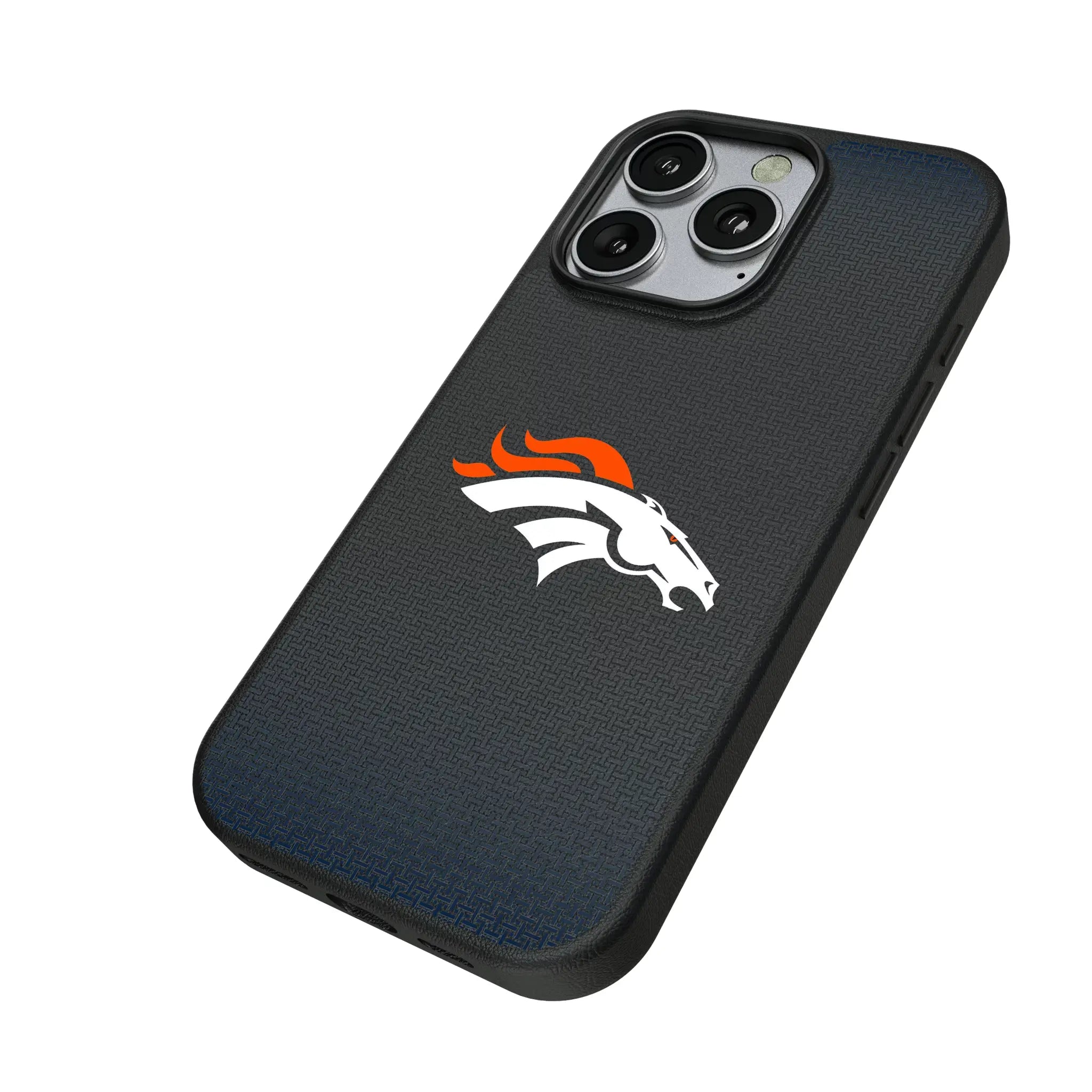 Denver Broncos Linen iPhone MagSafe Compatible Phone Case for Apple iPhone - Isometric View