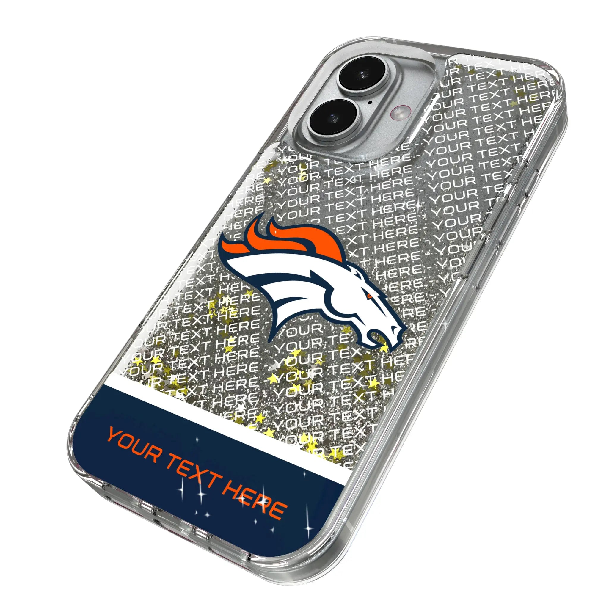 Denver Broncos Personalized EndZone Plus iPhone Glitter Phone Case for Apple iPhone - Isometric View