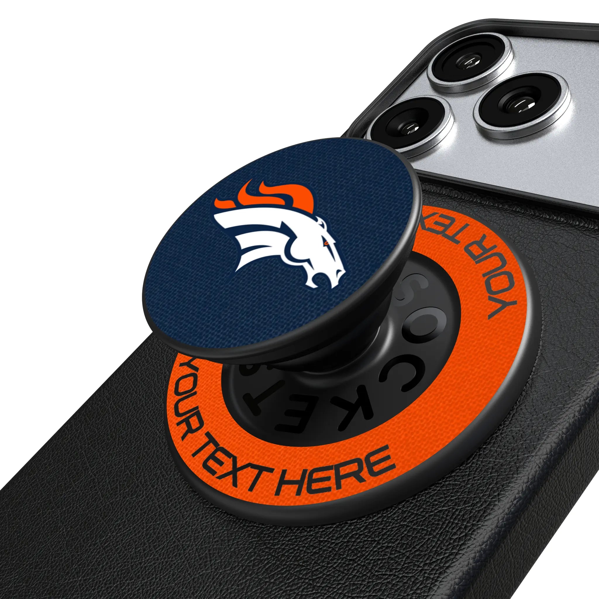 Denver Broncos Personalized Endzone Solid Popsockets Round Magnetic