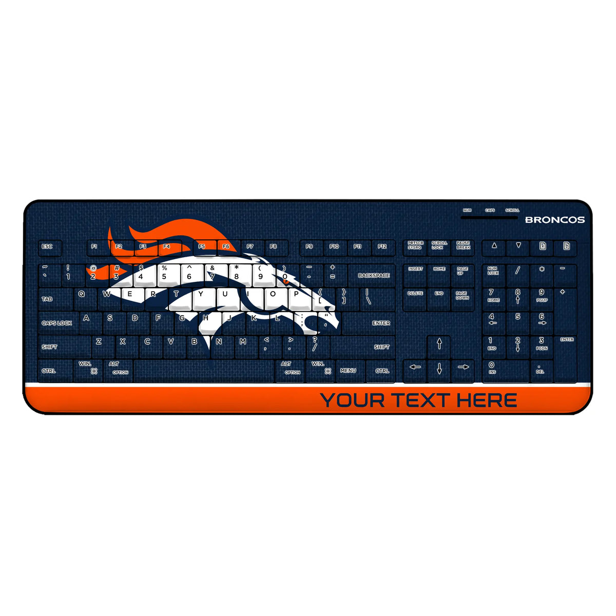 Denver Broncos Personalized Endzone Solid Wireless USB Keyboard