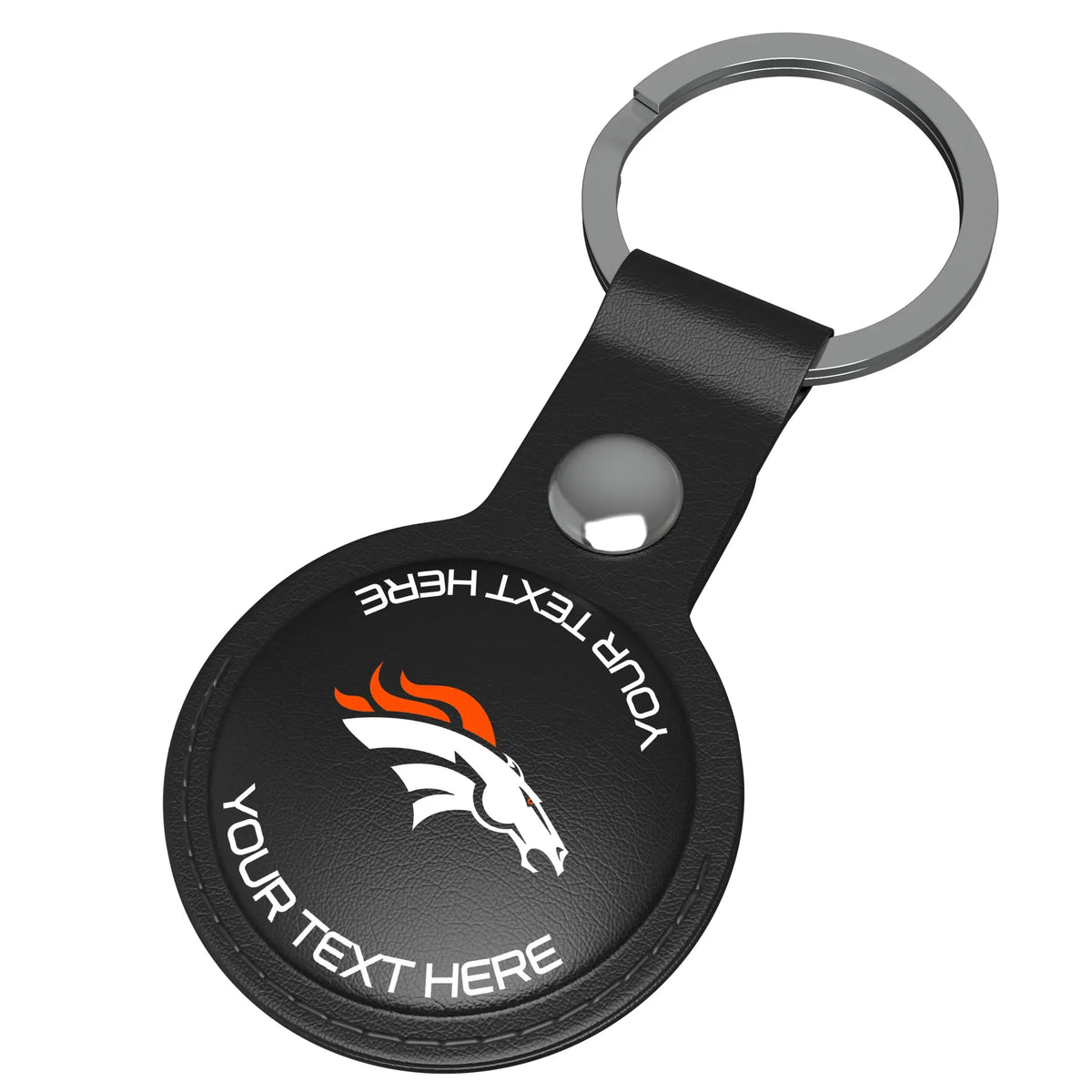 Denver Broncos Personalized Insignia AirTag Black Airtag Holder - Isometric View
