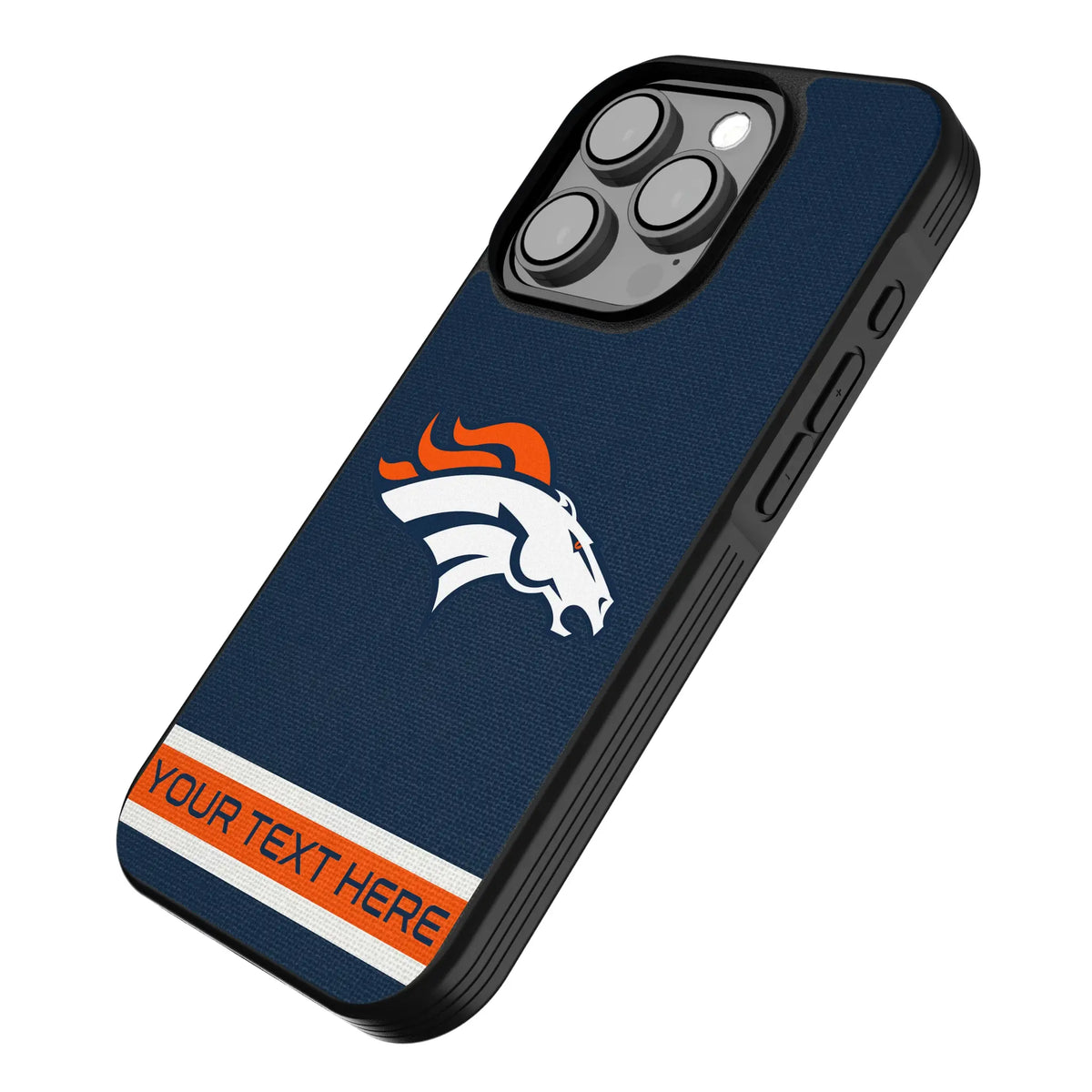 Denver Broncos Personalized Stripe iPhone Bump Phone Case for Apple iPhone - Isometric View