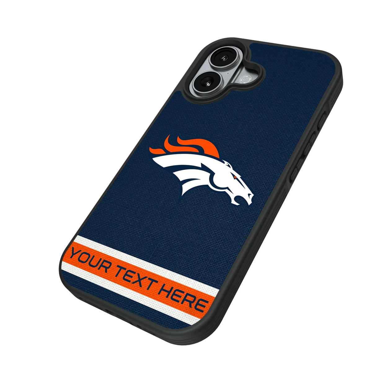 Denver Broncos Personalized Stripe iPhone Bump Phone Case for Apple iPhone - Isometric View#Device_iPhone 17