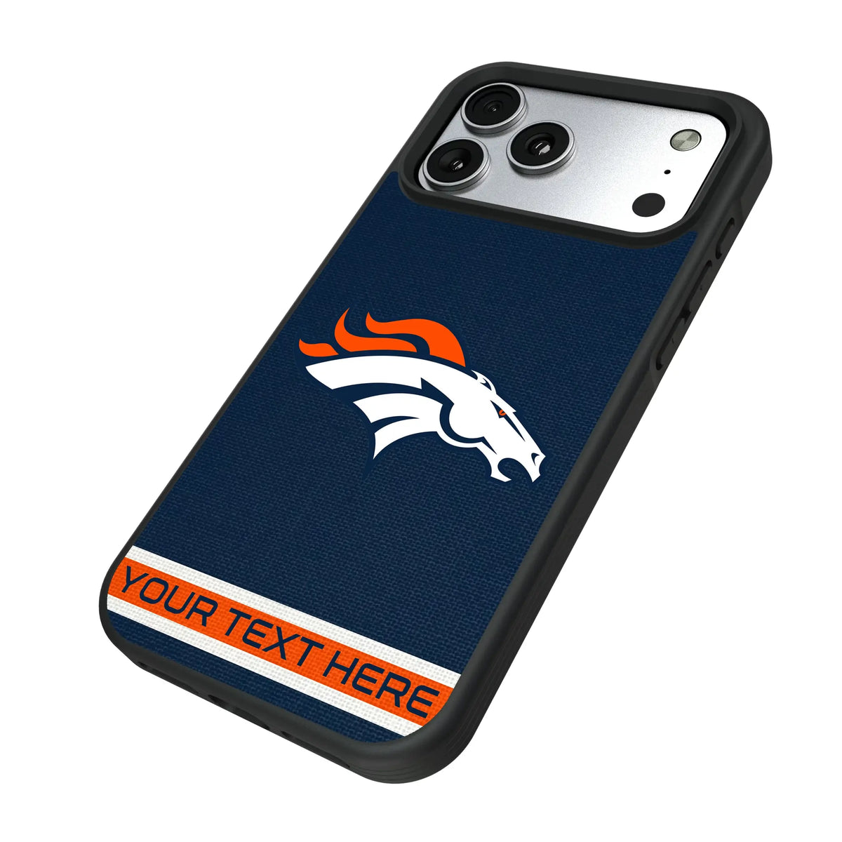 Denver Broncos Personalized Stripe iPhone Bump Phone Case for Apple iPhone - Isometric View#Device_iPhone 17 Pro Max