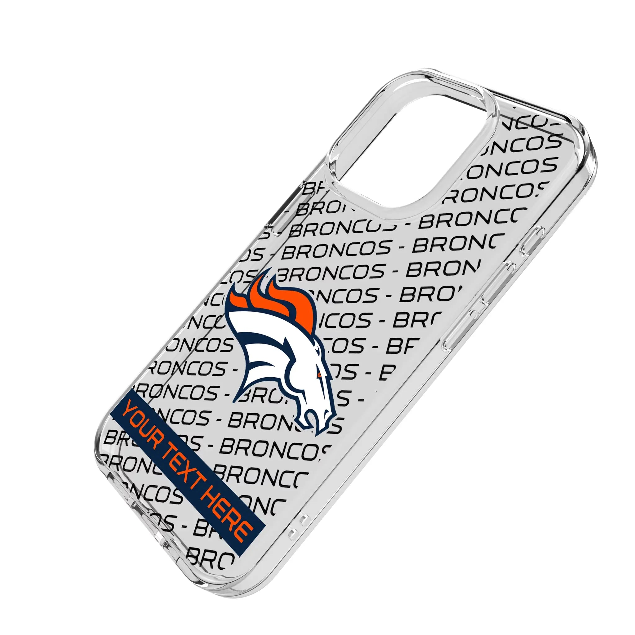 Denver Broncos Personalized Tilt iPhone Clear Phone Case for Apple iPhone - Isometric View