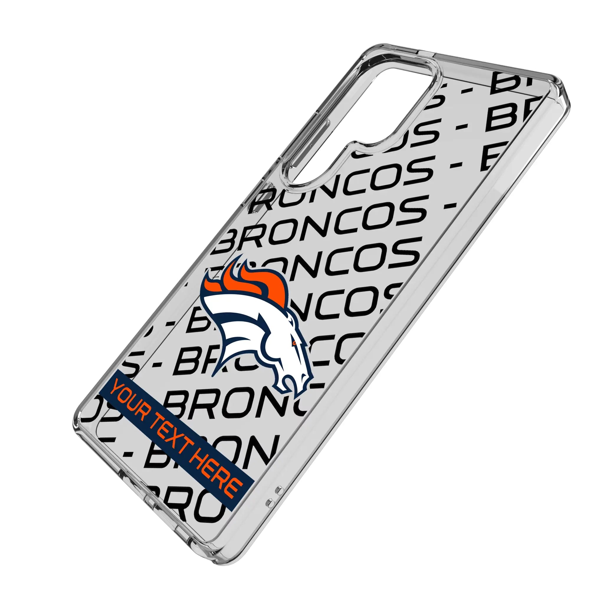 Denver Broncos Personalized Tilt Galaxy Clear Phone Case for Samsung Galaxy - Isometric View#Device_Galaxy S25 Ultra