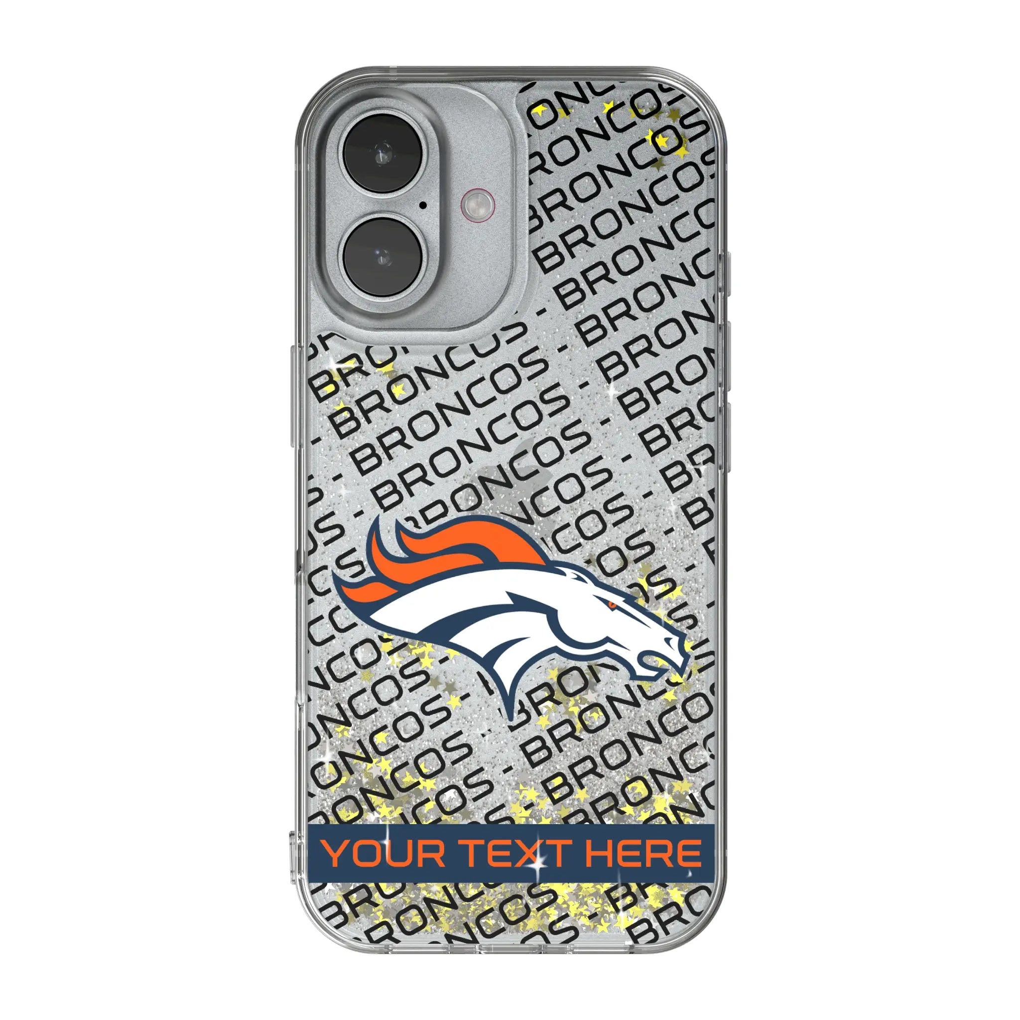 Denver Broncos Personalized Tilt iPhone Glitter Phone Case for Apple iPhone
