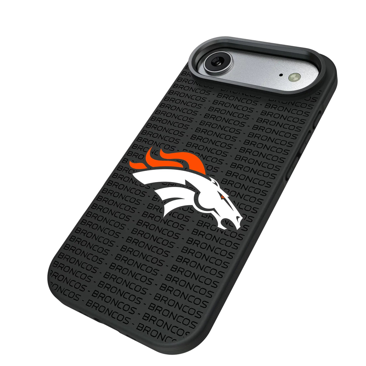 Denver Broncos Text Backdrop iPhone Bump Phone Case for Apple iPhone - Isometric View#Device_iPhone Air