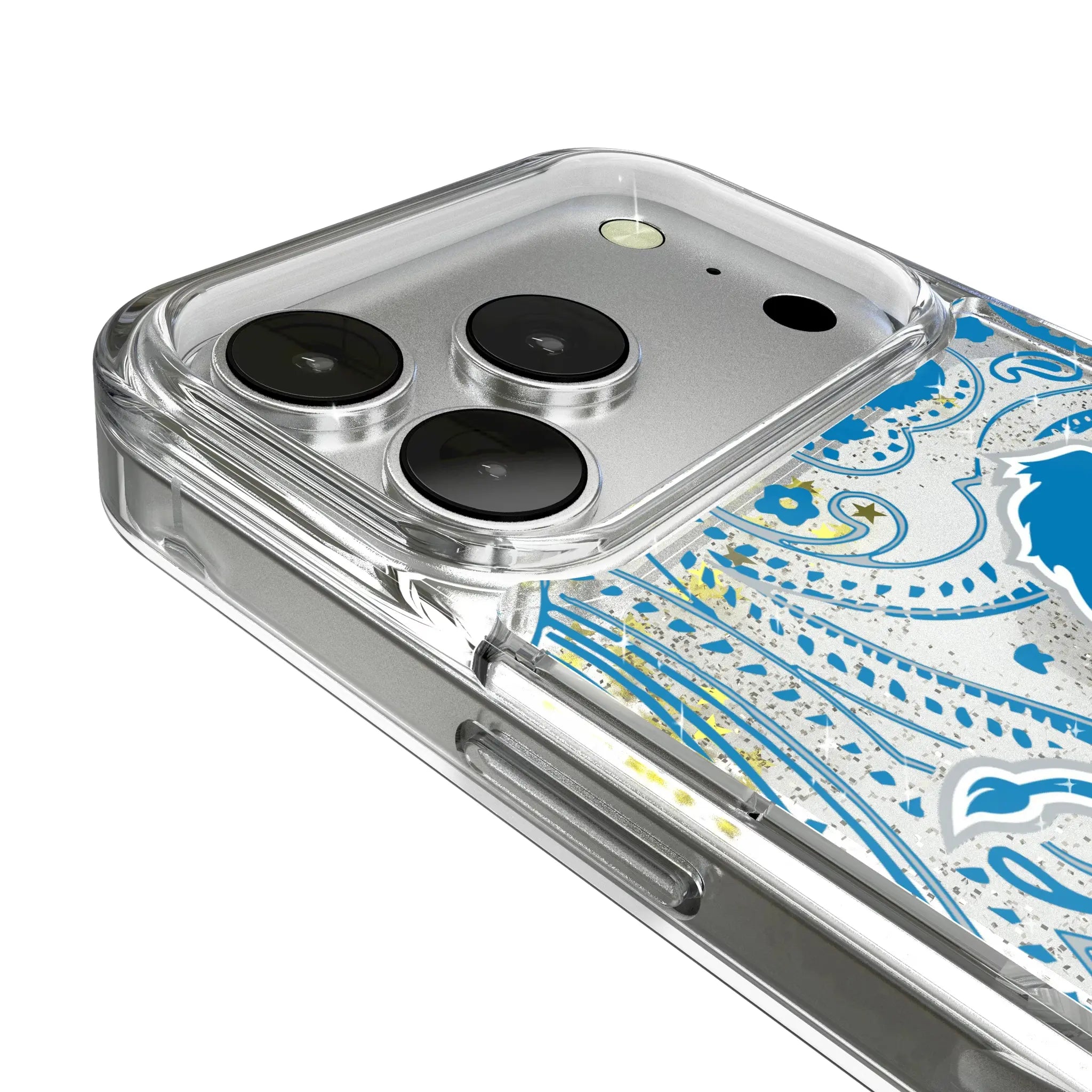 Detroit Lions Paisley iPhone Glitter Phone Case for Apple iPhone - Detail