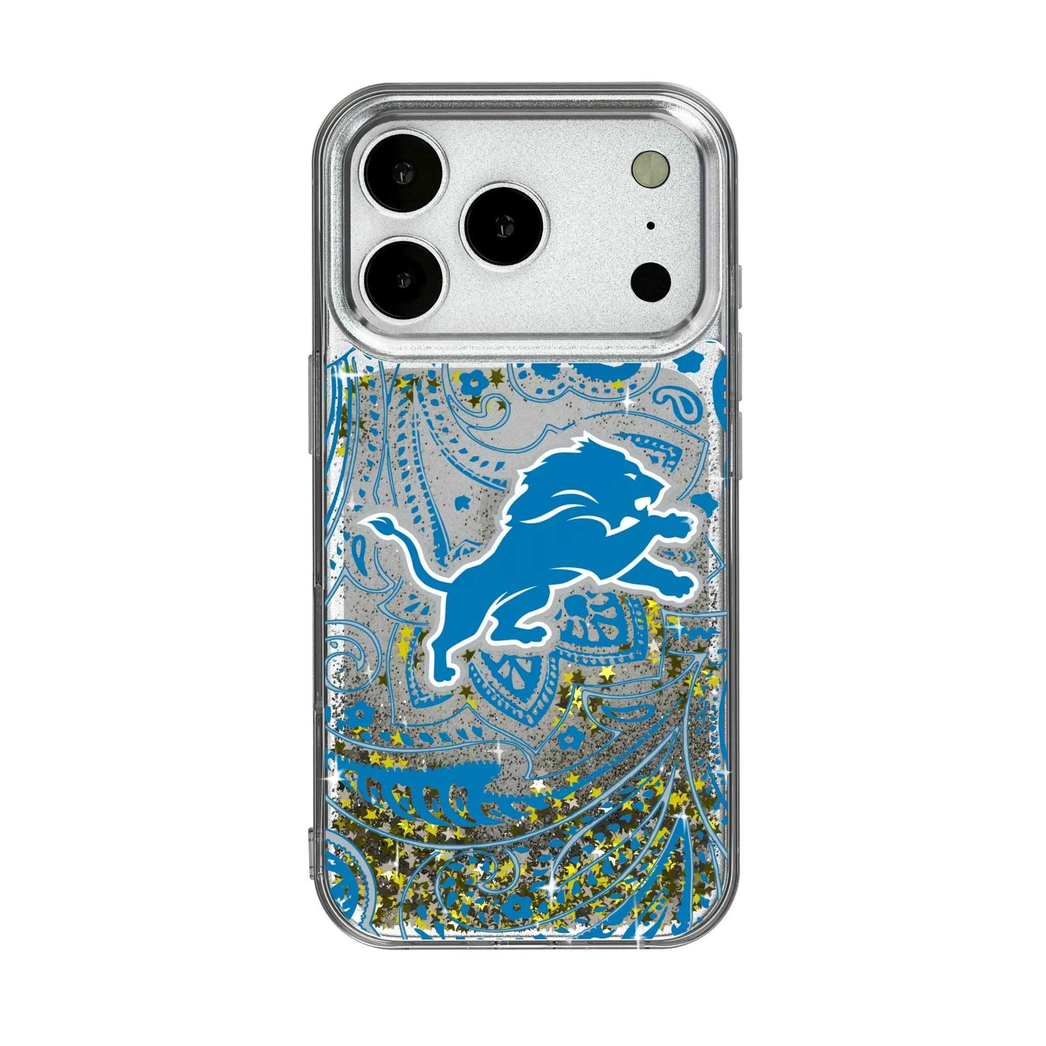 Detroit Lions Paisley iPhone Glitter Phone Case for Apple iPhone