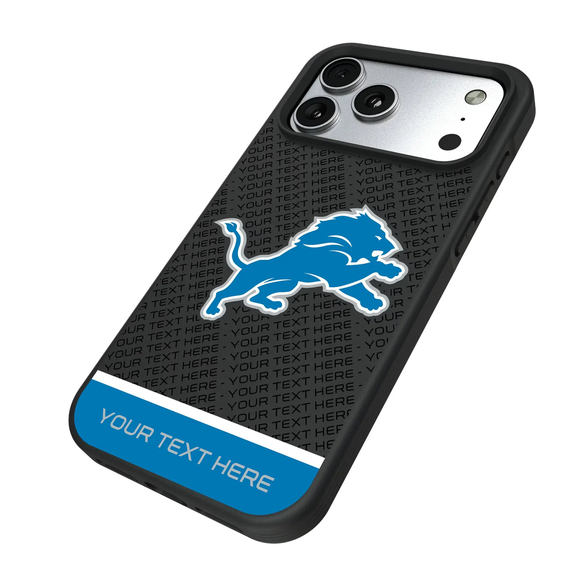 Detroit Lions Personalized EndZone Plus iPhone Bump Phone Case for Apple iPhone - Isometric View#Device_iPhone 17 Pro Max
