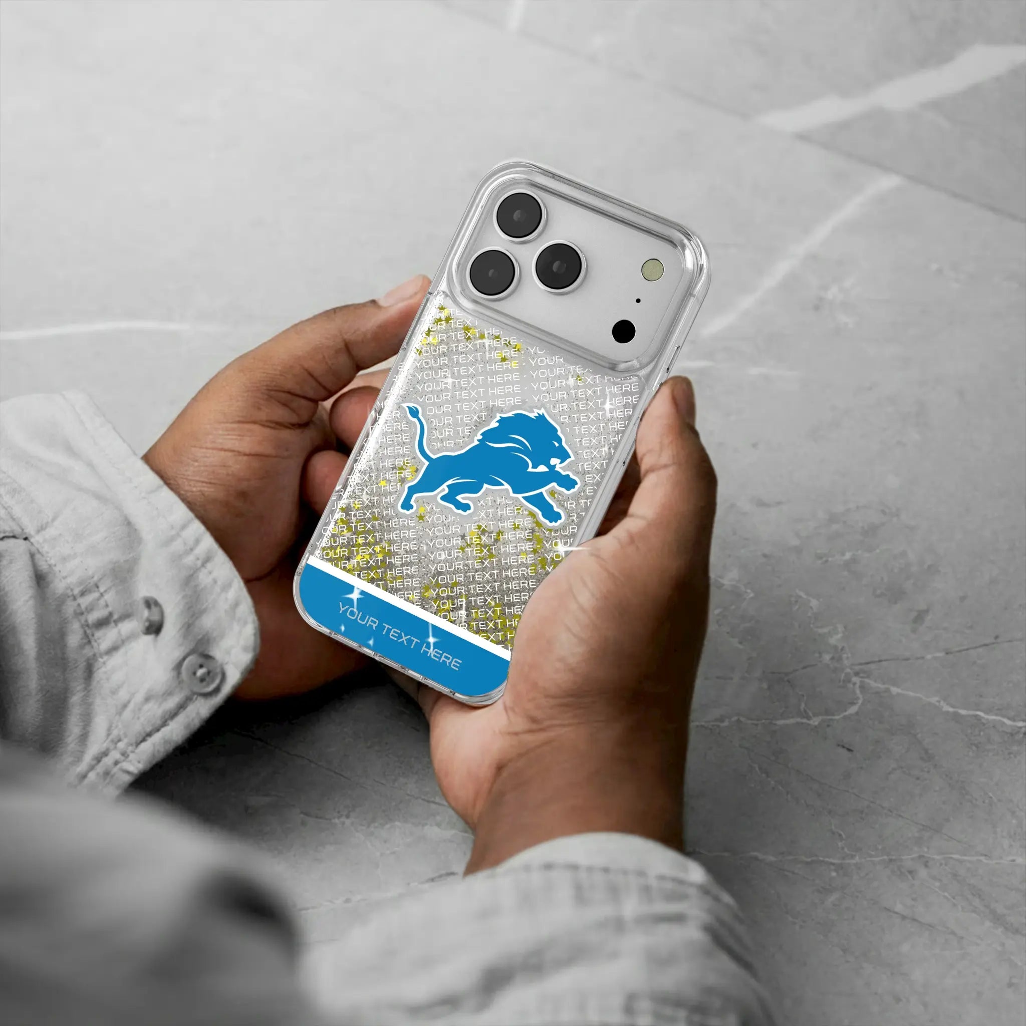 Detroit Lions Personalized EndZone Plus iPhone Glitter Phone Case for Apple iPhone - Lifestyle#Device_iPhone 17 Pro
