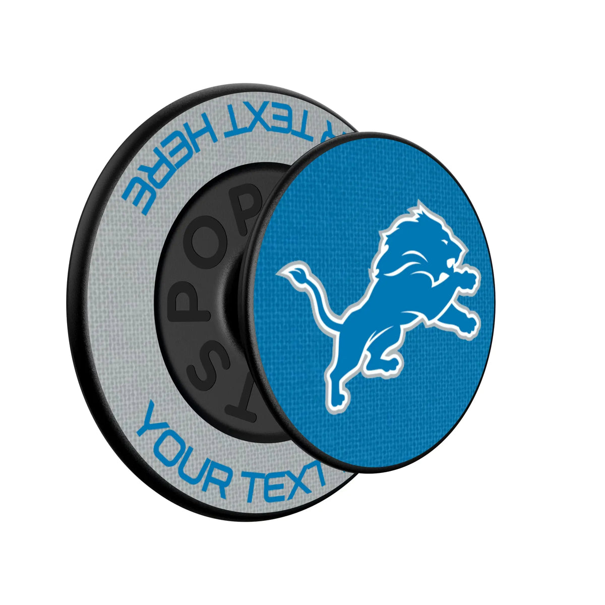 Detroit Lions Personalized Endzone Solid Popsockets Round Magnetic - Isometric View