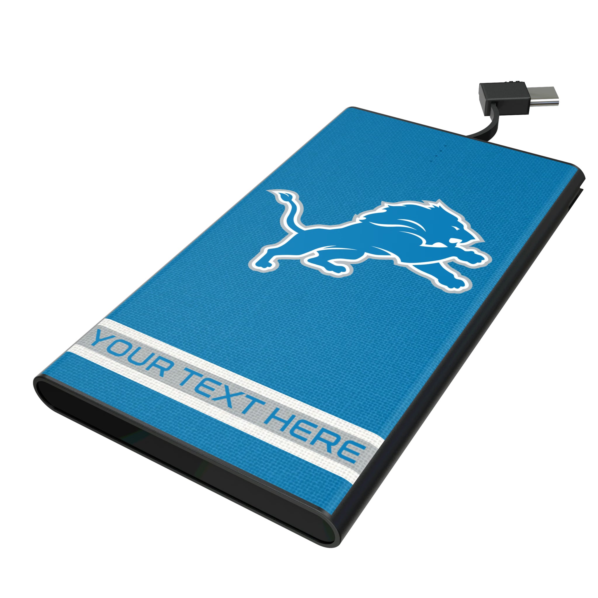 Detroit Lions Personalized Stripe 5000mAh Flat Powerbank