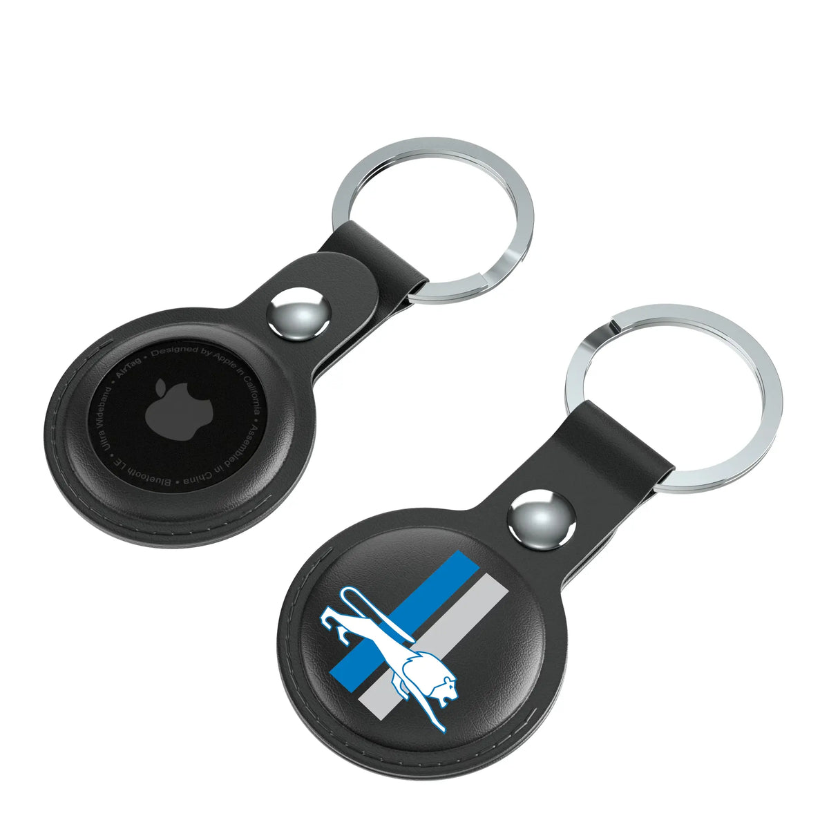 Detroit Lions Retro Insignia AirTag Black Airtag Holder 2-Pack - Isometric View