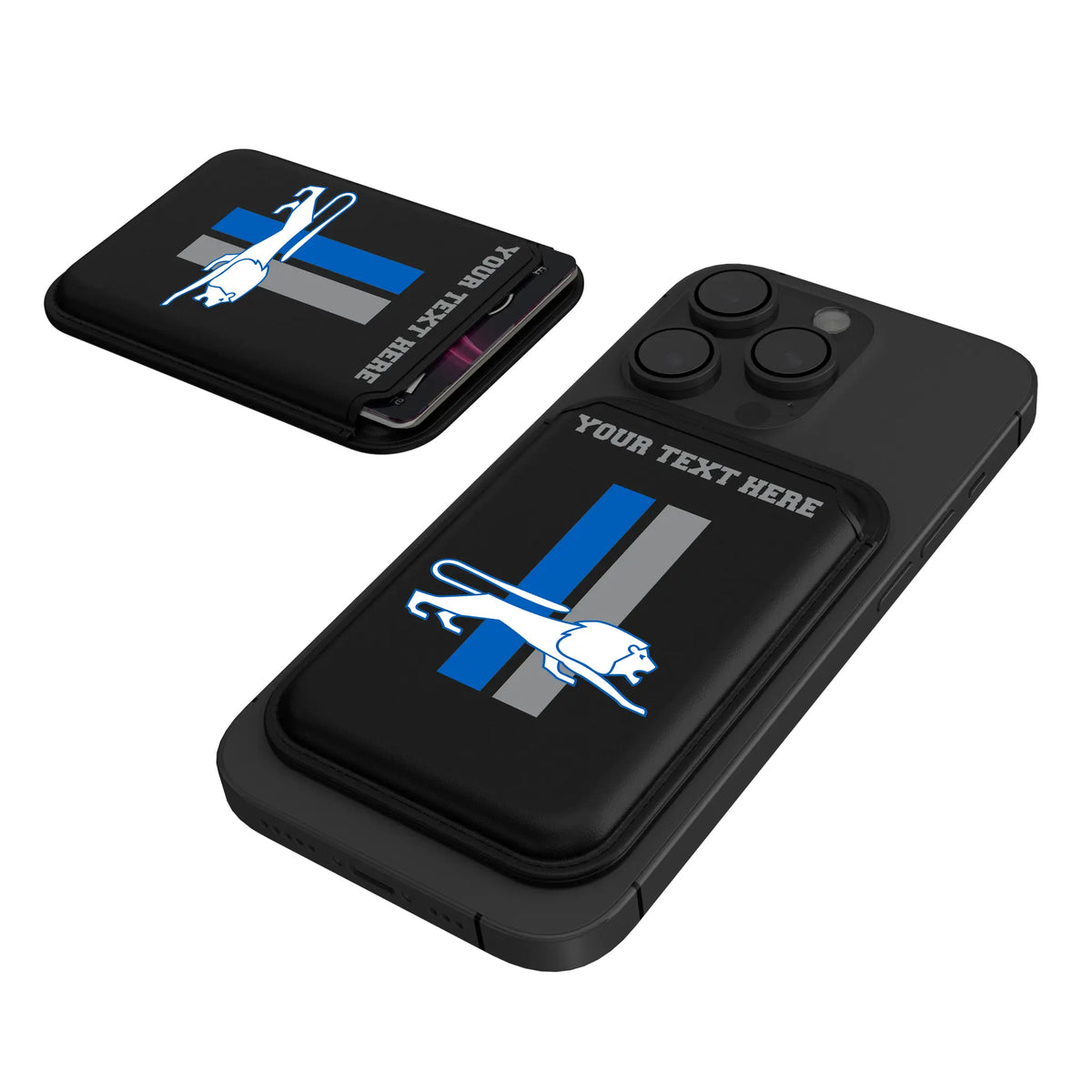 Detroit Lions Retro Personalized Insignia Black Magnetic Credit Card Wallet