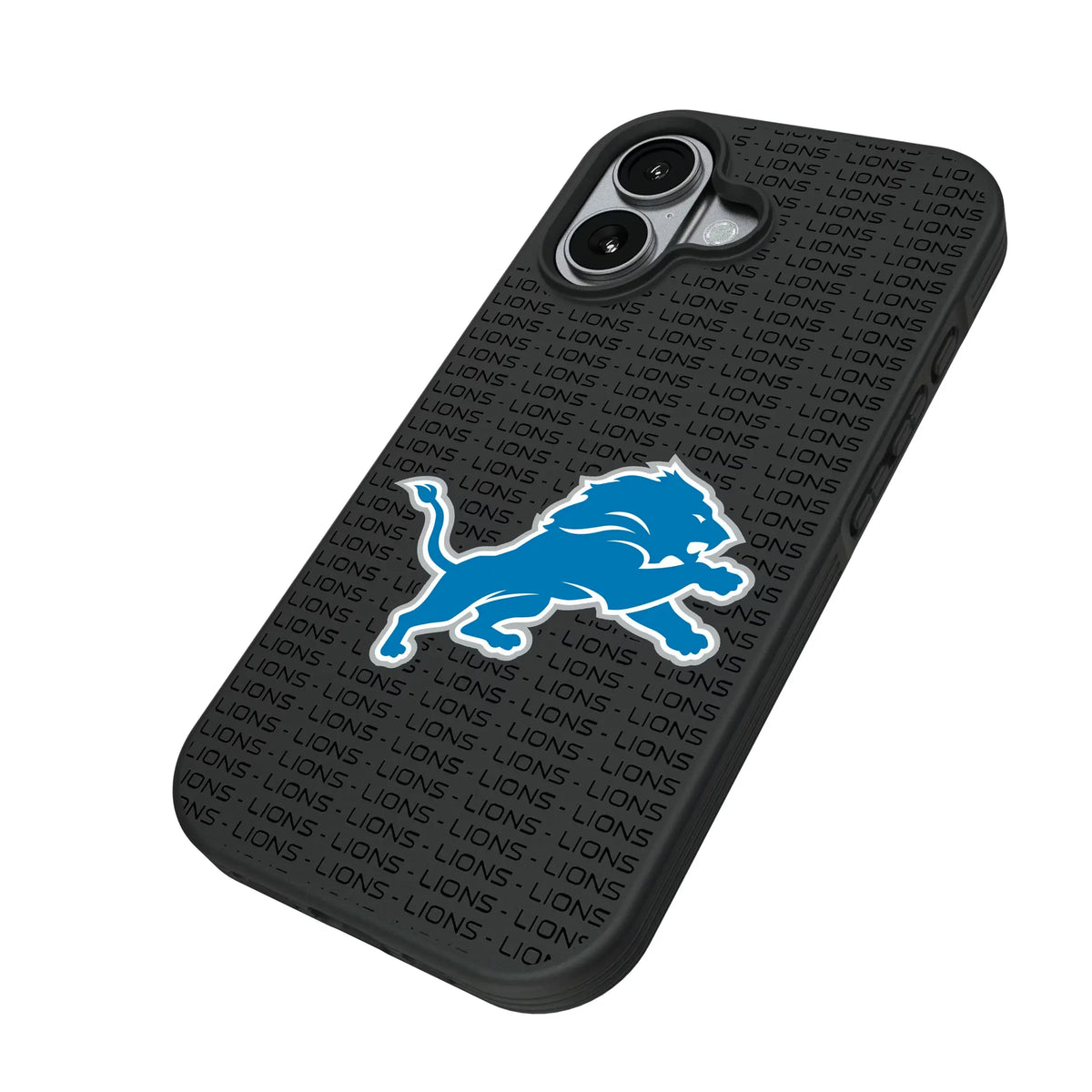 Detroit Lions Text Backdrop iPhone Bump Phone Case for Apple iPhone - Isometric View#Device_iPhone 17