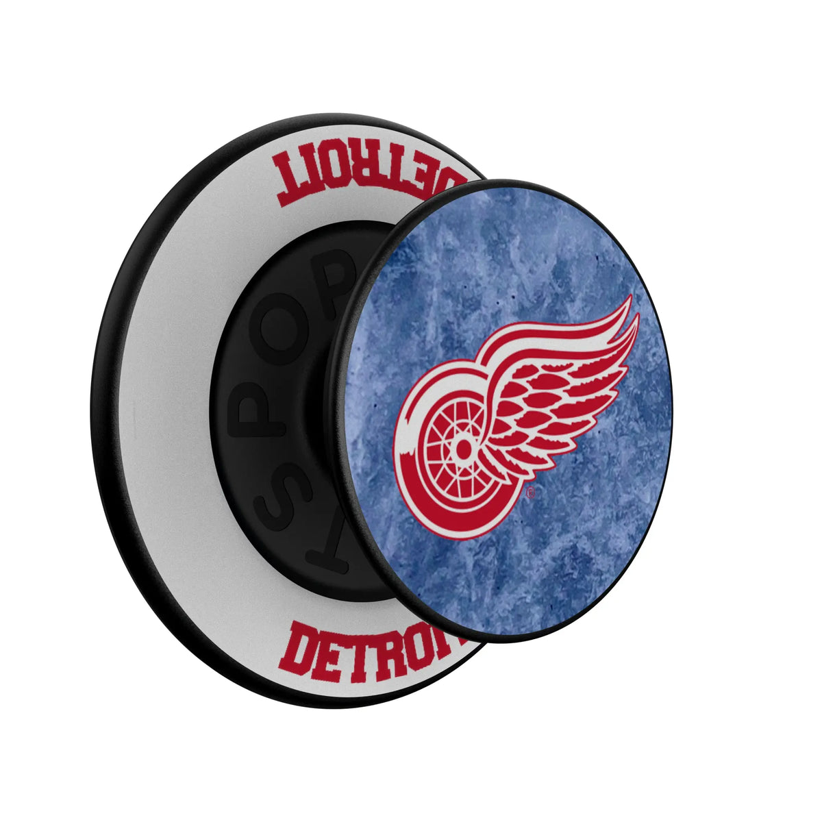 Detroit Red Wings Ice Wordmark Popsockets Round Magnetic - Isometric View
